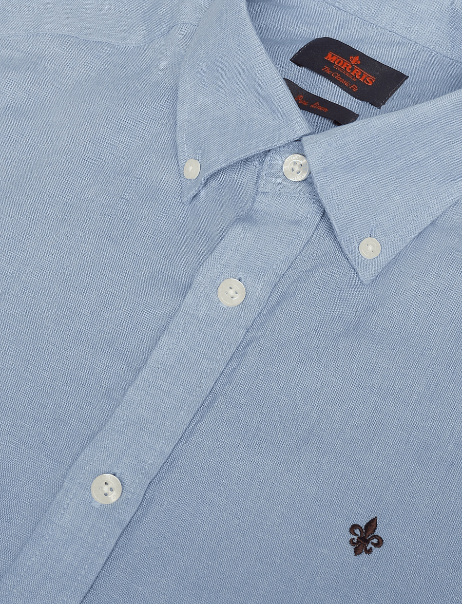 Morris - Douglas Linen Shirt-Classic Fit - linen shirts - light blue - 5