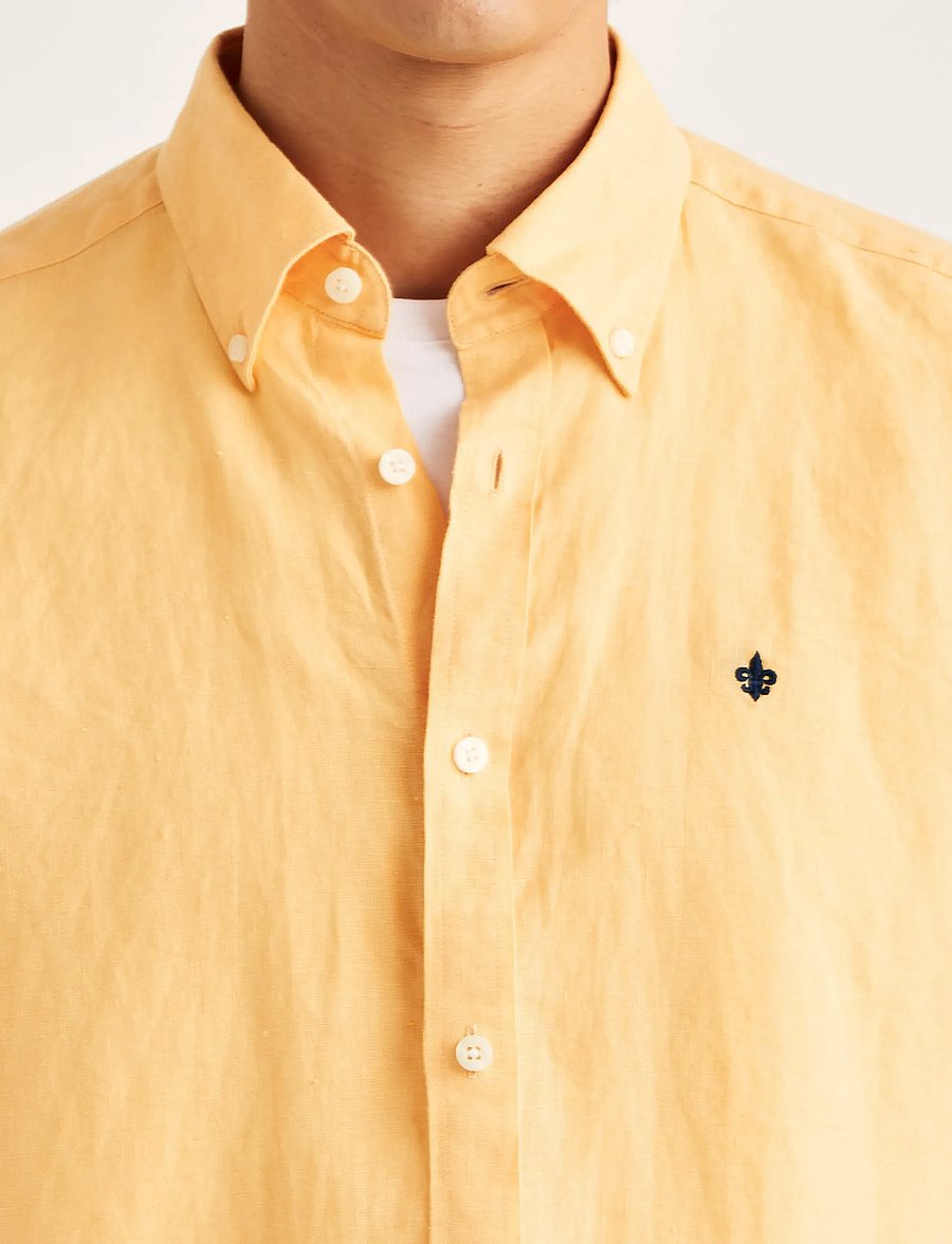 Morris - Douglas Linen Shirt-Classic Fit - leinenhemden - orange - 5