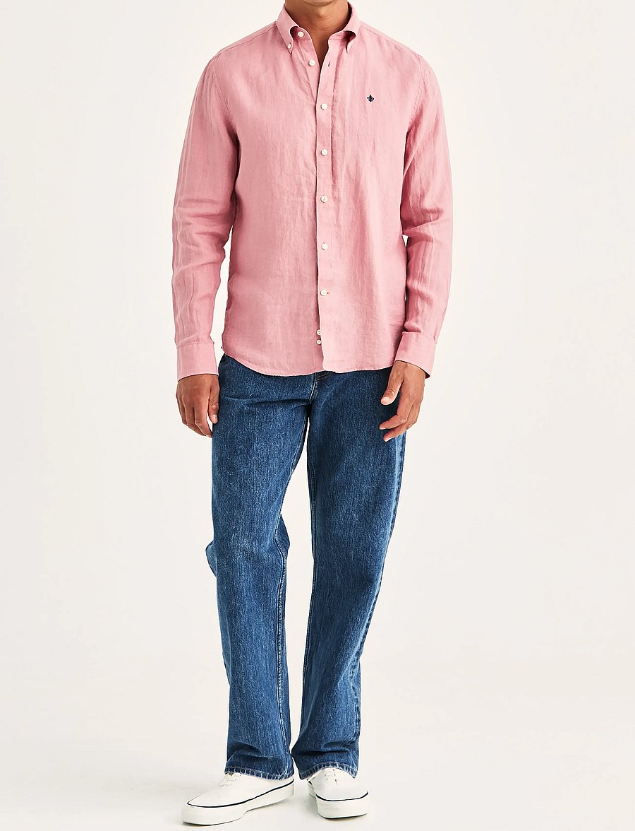 Morris - Douglas Linen Shirt-Classic Fit - linen shirts - pink - 3