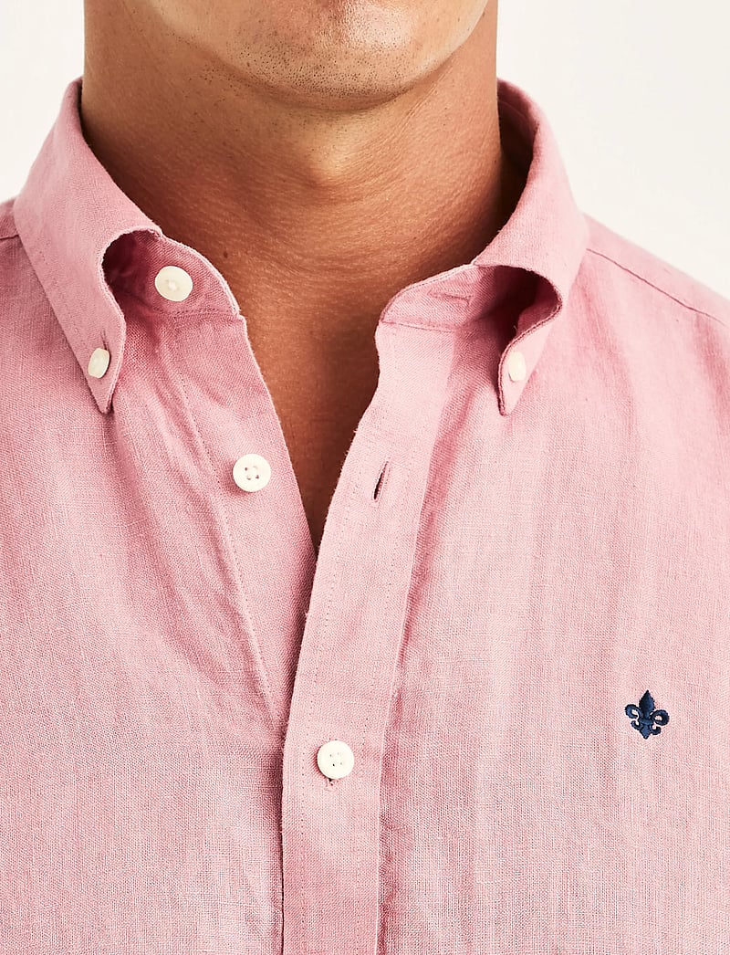 Morris - Douglas Linen Shirt-Classic Fit - hørskjorter - pink - 5