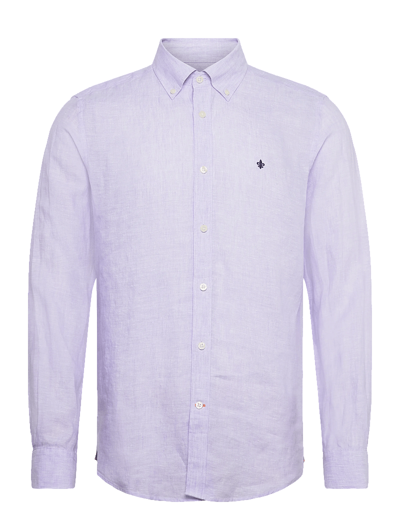 Morris - Douglas Linen Shirt-Classic Fit - hørskjorter - purple - 1