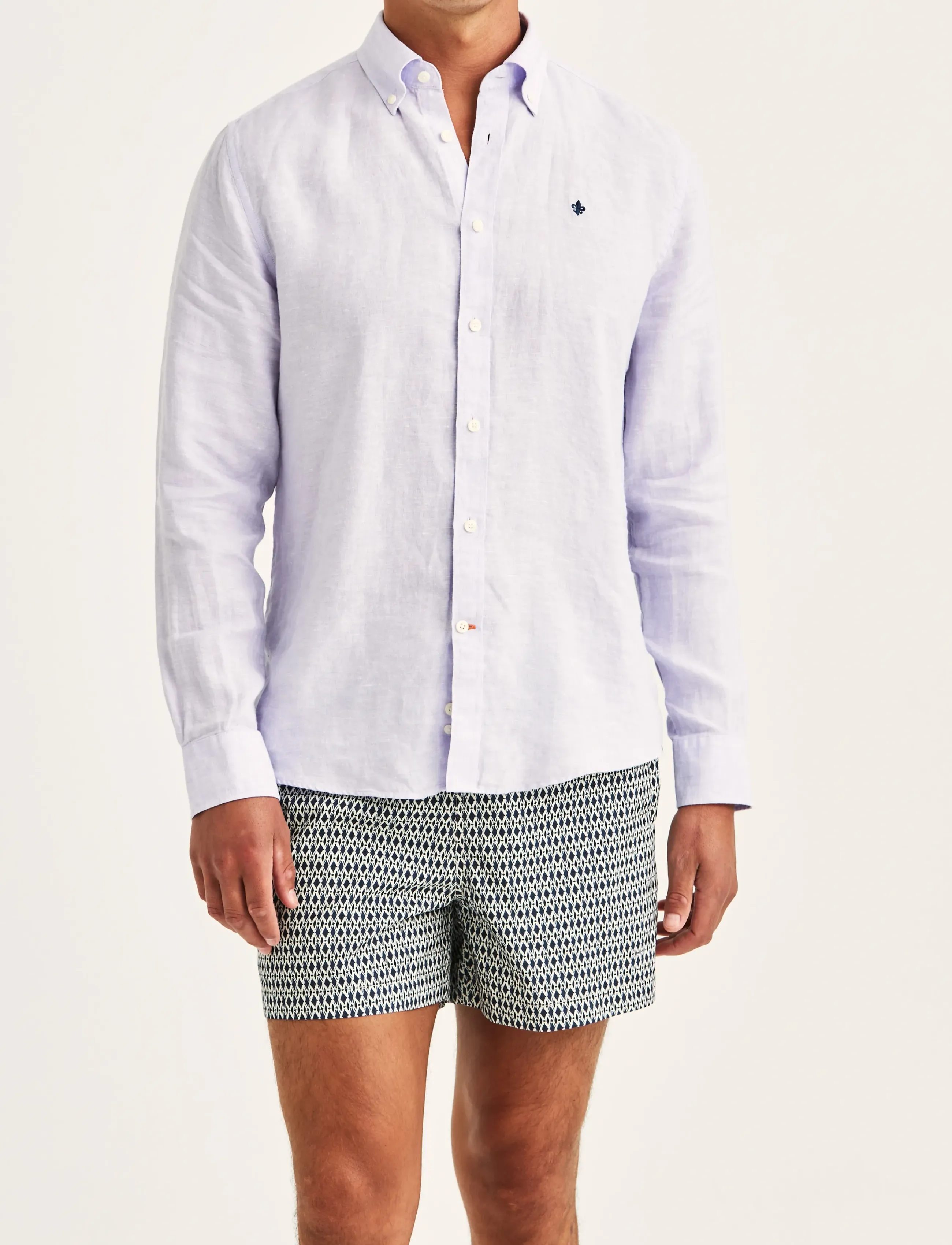 Morris Douglas Linen Shirt-Classic Fit - Shirts - PURPLE / purple