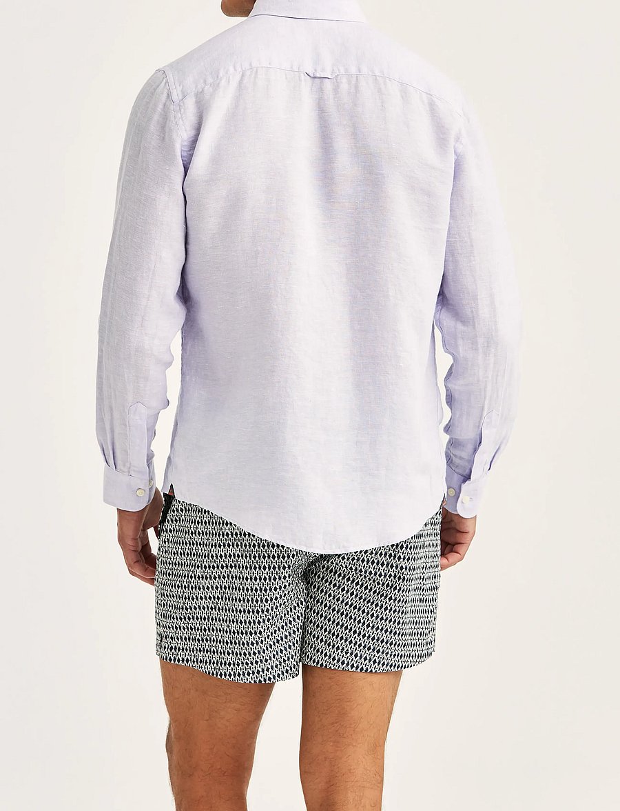 Morris - Douglas Linen Shirt-Classic Fit - linen shirts - purple - 4