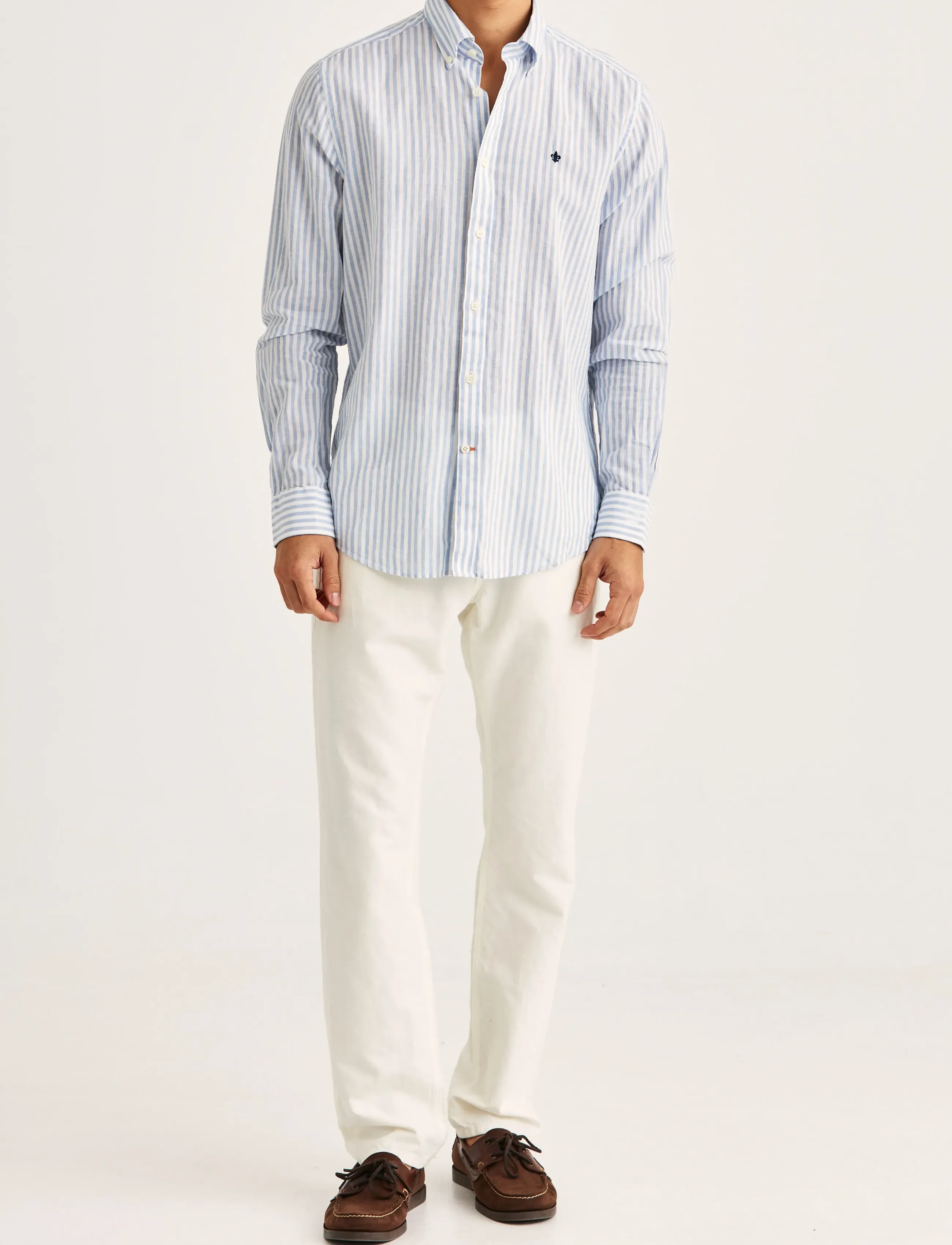 Morris - Douglas Linen Stripe Shirt-Classic Fit - stribede skjorter - light blue - 3