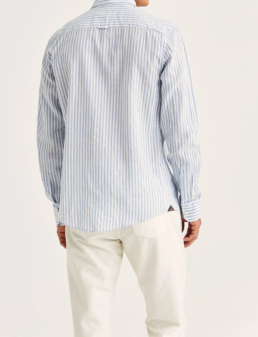Morris - Douglas Linen Stripe Shirt-Classic Fit - stribede skjorter - light blue - 4