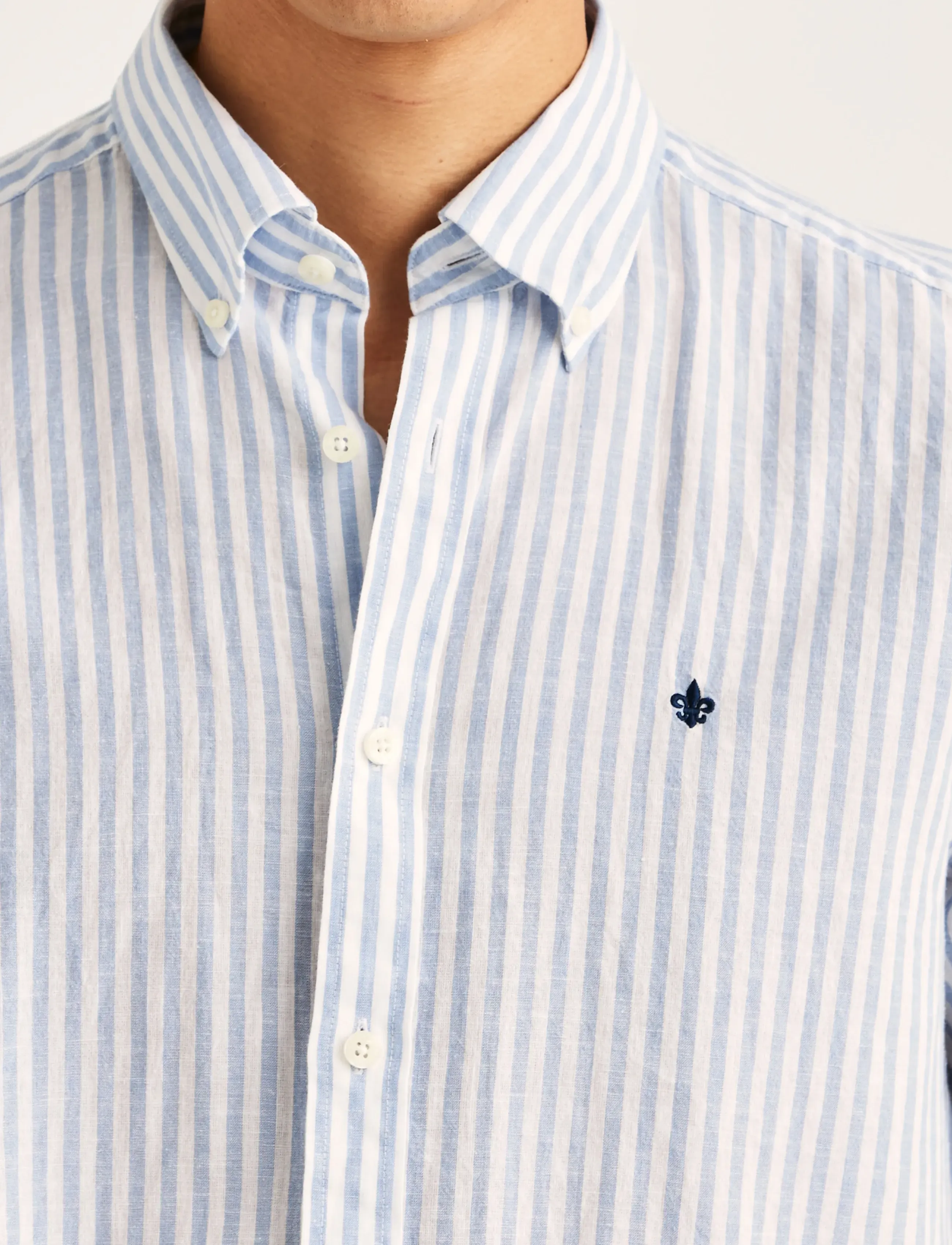 Morris - Douglas Linen Stripe Shirt-Classic Fit - stribede skjorter - light blue - 5
