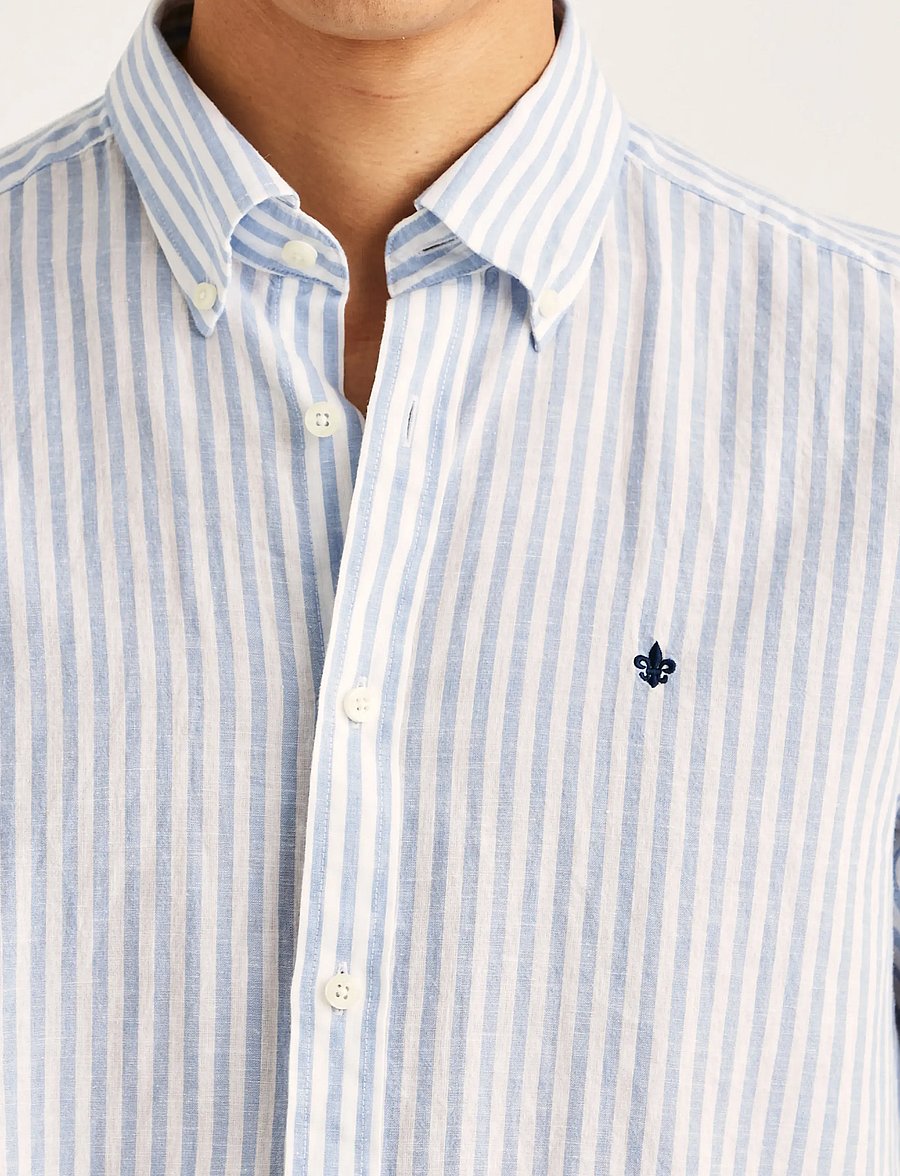 Morris - Douglas Linen Stripe Shirt-Classic Fit - stribede skjorter - light blue - 5