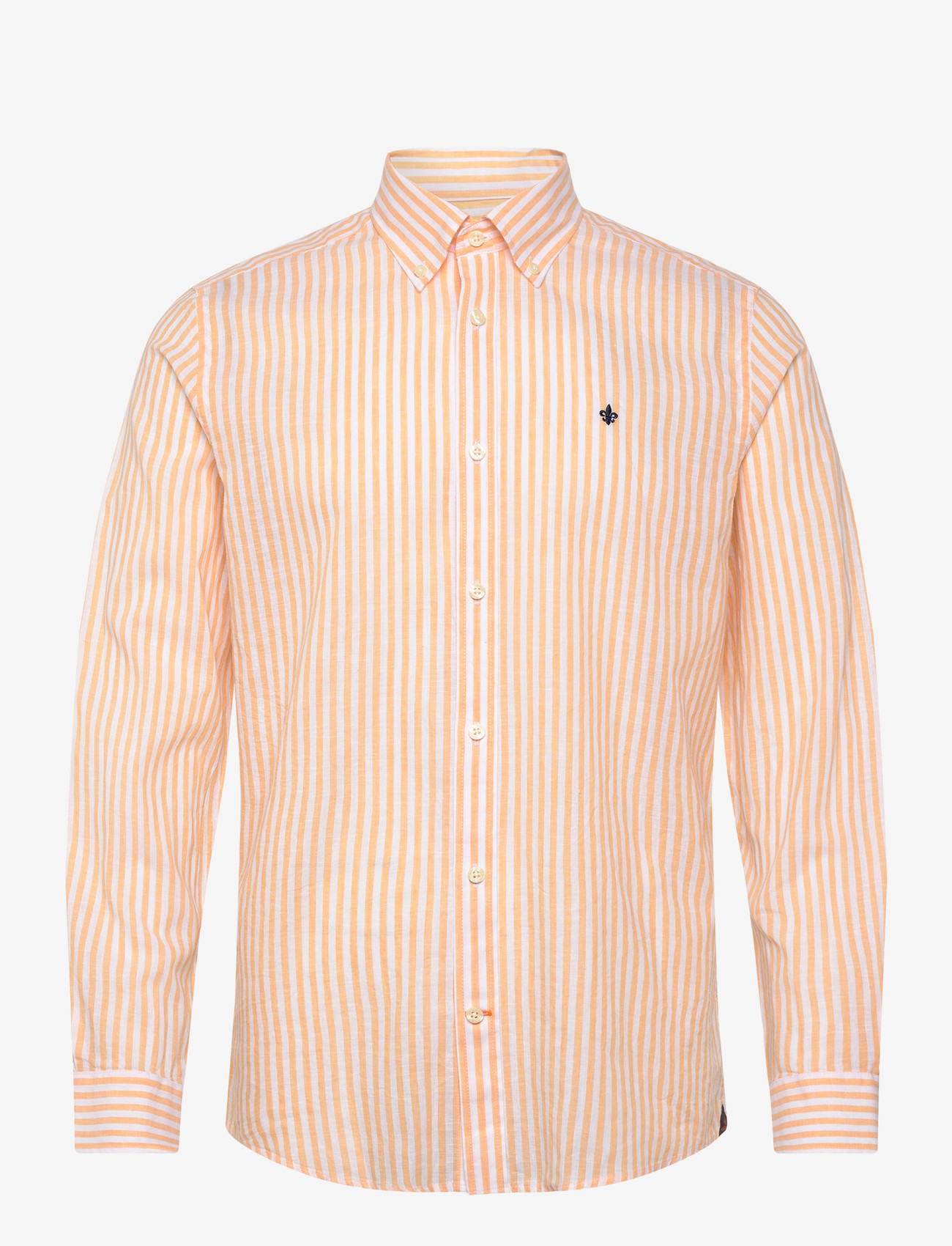 Morris - Douglas Linen Stripe Shirt-Classic Fit - striped shirts - orange - 1
