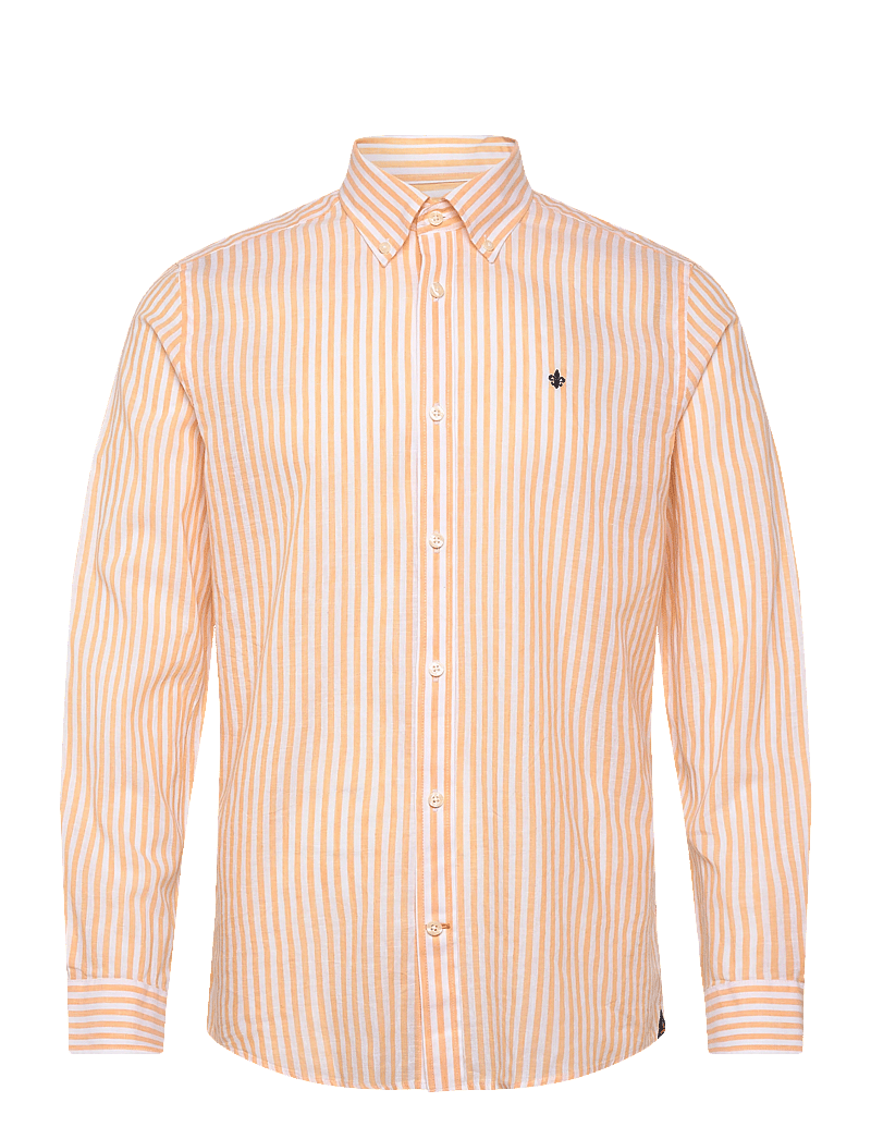 Morris - Douglas Linen Stripe Shirt-Classic Fit - striped shirts - orange - 1