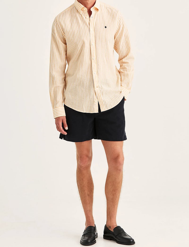 Morris - Douglas Linen Stripe Shirt-Classic Fit - striped shirts - orange - 3