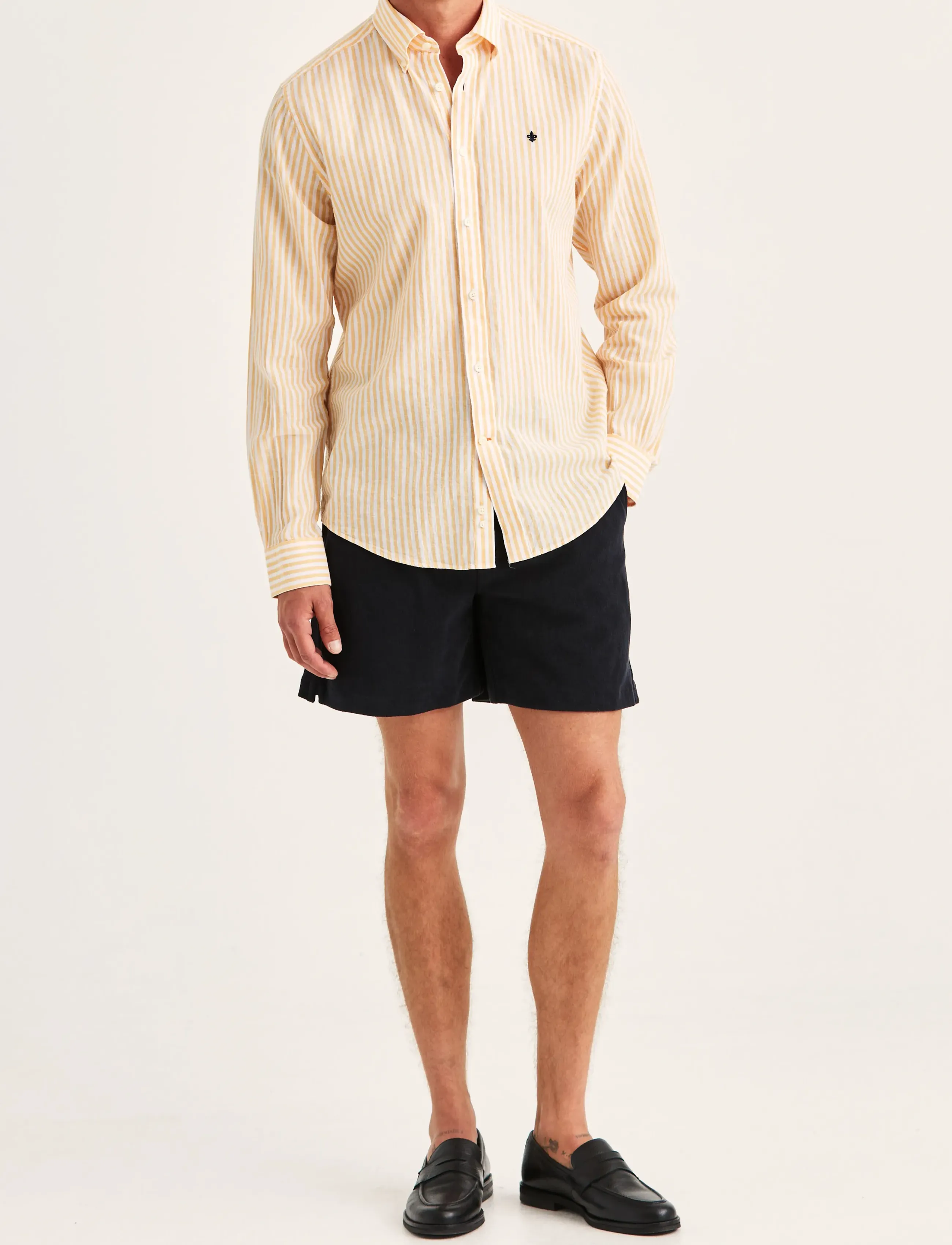 Morris - Douglas Linen Stripe Shirt-Classic Fit - stribede skjorter - orange - 3