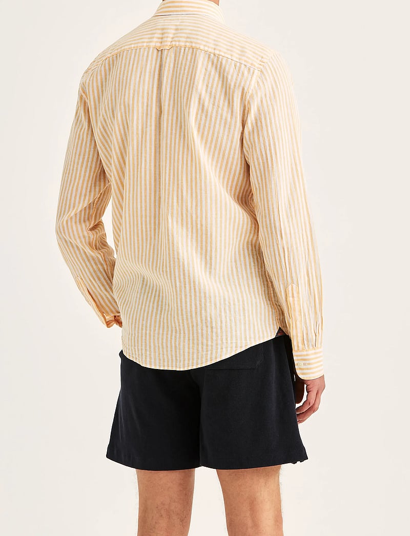 Morris - Douglas Linen Stripe Shirt-Classic Fit - striped shirts - orange - 4
