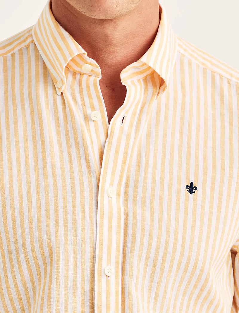 Morris - Douglas Linen Stripe Shirt-Classic Fit - striped shirts - orange - 5