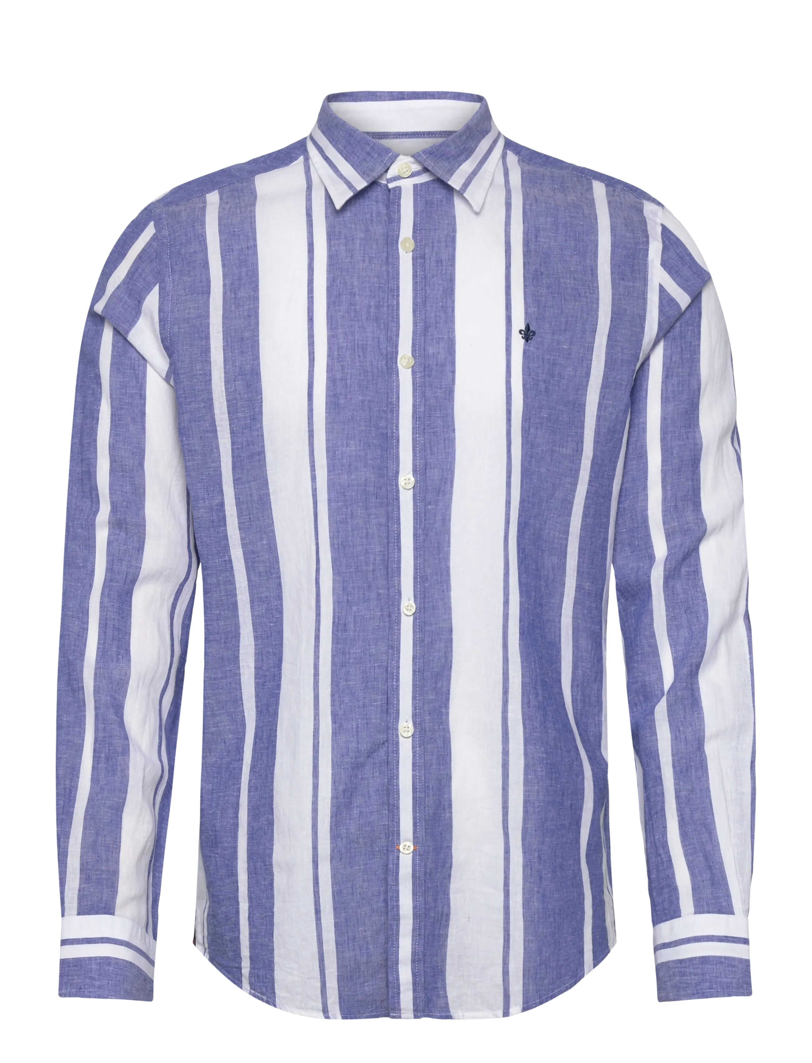 Morris Douglas Linen Mix Stripe Shirt-Classic Fit - Nordic Style - BLUE / multi