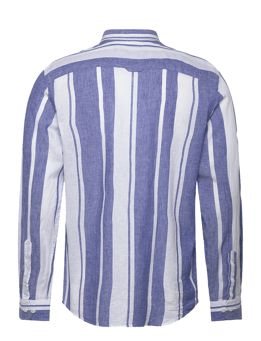Morris - Douglas Linen Mix Stripe Shirt-Classic Fit - stribede skjorter - blue - 2