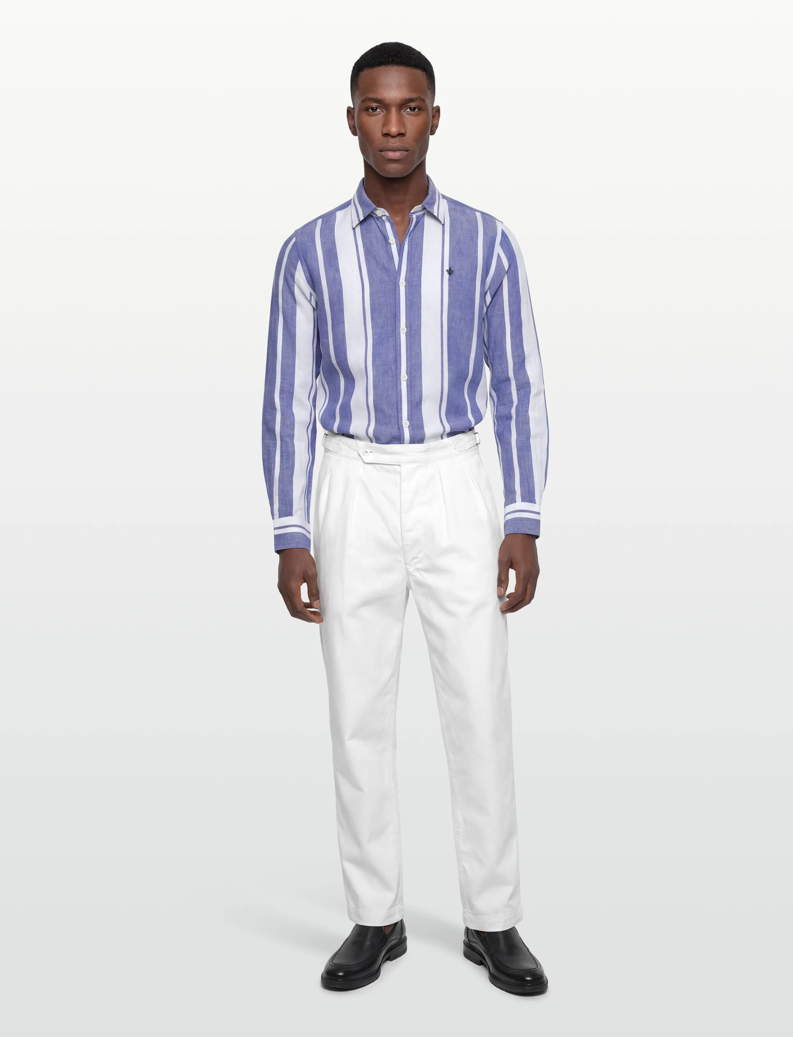 Morris Douglas Linen Mix Stripe Shirt-Classic Fit, M, Shirts, Mehrfarbig/gemustert - Casual Männerswear