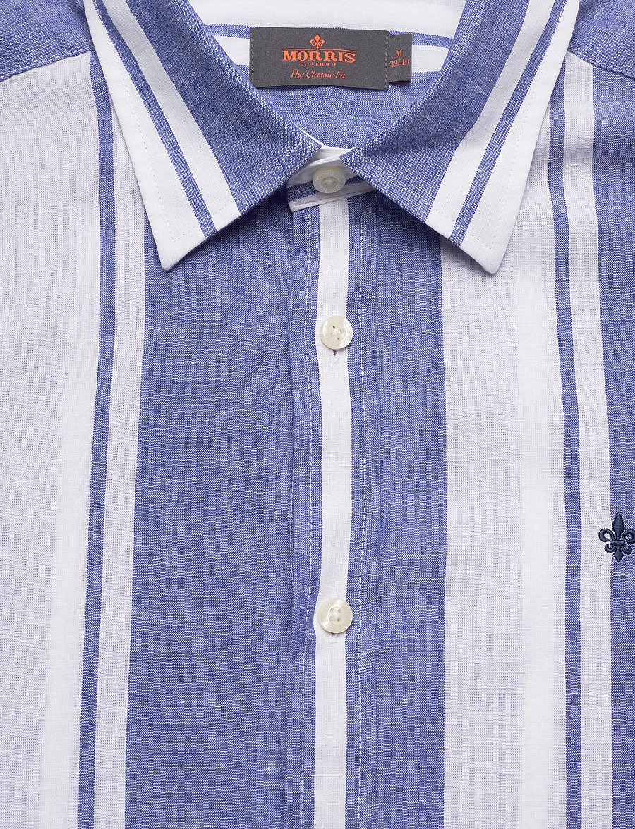 Morris - Douglas Linen Mix Stripe Shirt-Classic Fit - stribede skjorter - blue - 5