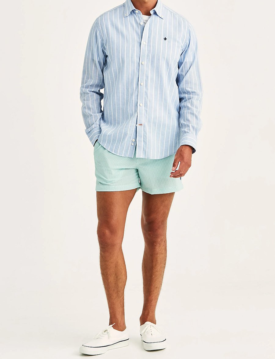 Morris - Douglas Linen Mix Stripe Shirt-Classic Fit - stribede skjorter - light blue - 3