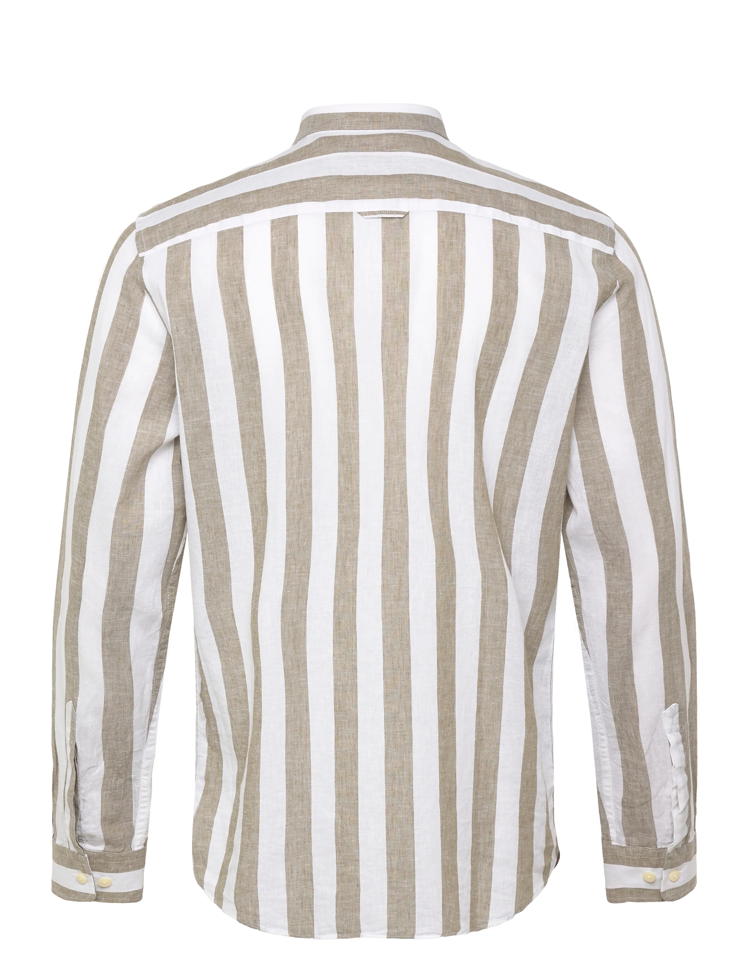 Morris - Douglas Linen Mix Stripe Shirt-Classic Fit - stribede skjorter - olive - 2