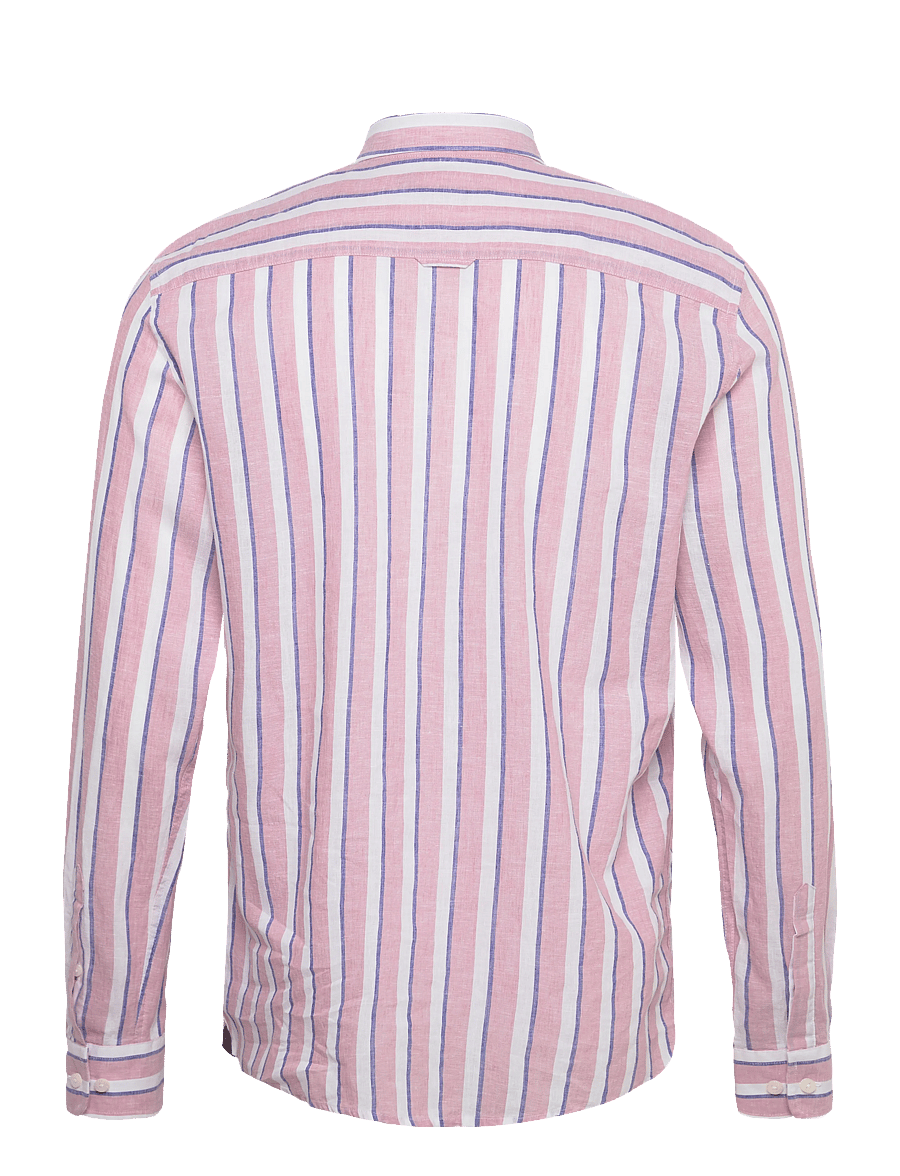 Morris - Douglas Linen Mix Stripe Shirt-Classic Fit - stribede skjorter - pink - 2