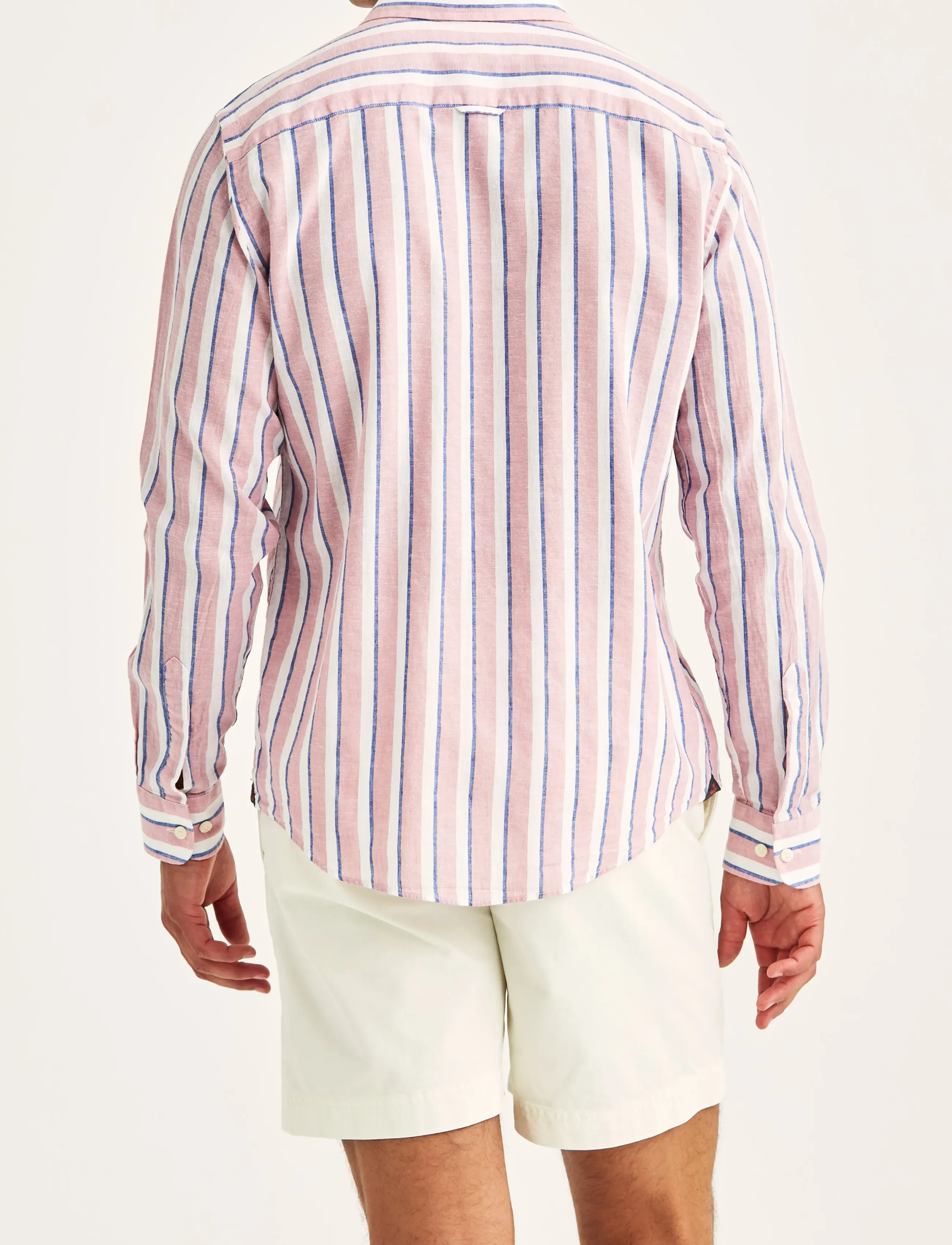 Morris - Douglas Linen Mix Stripe Shirt-Classic Fit - stribede skjorter - pink - 4