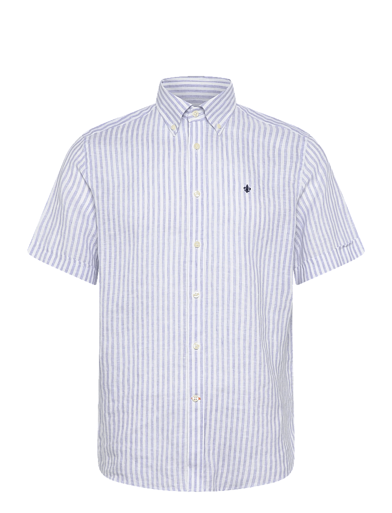 Morris - Douglas Linen Shirt SS-Classic Fit - triibulised särgid - light blue - 1