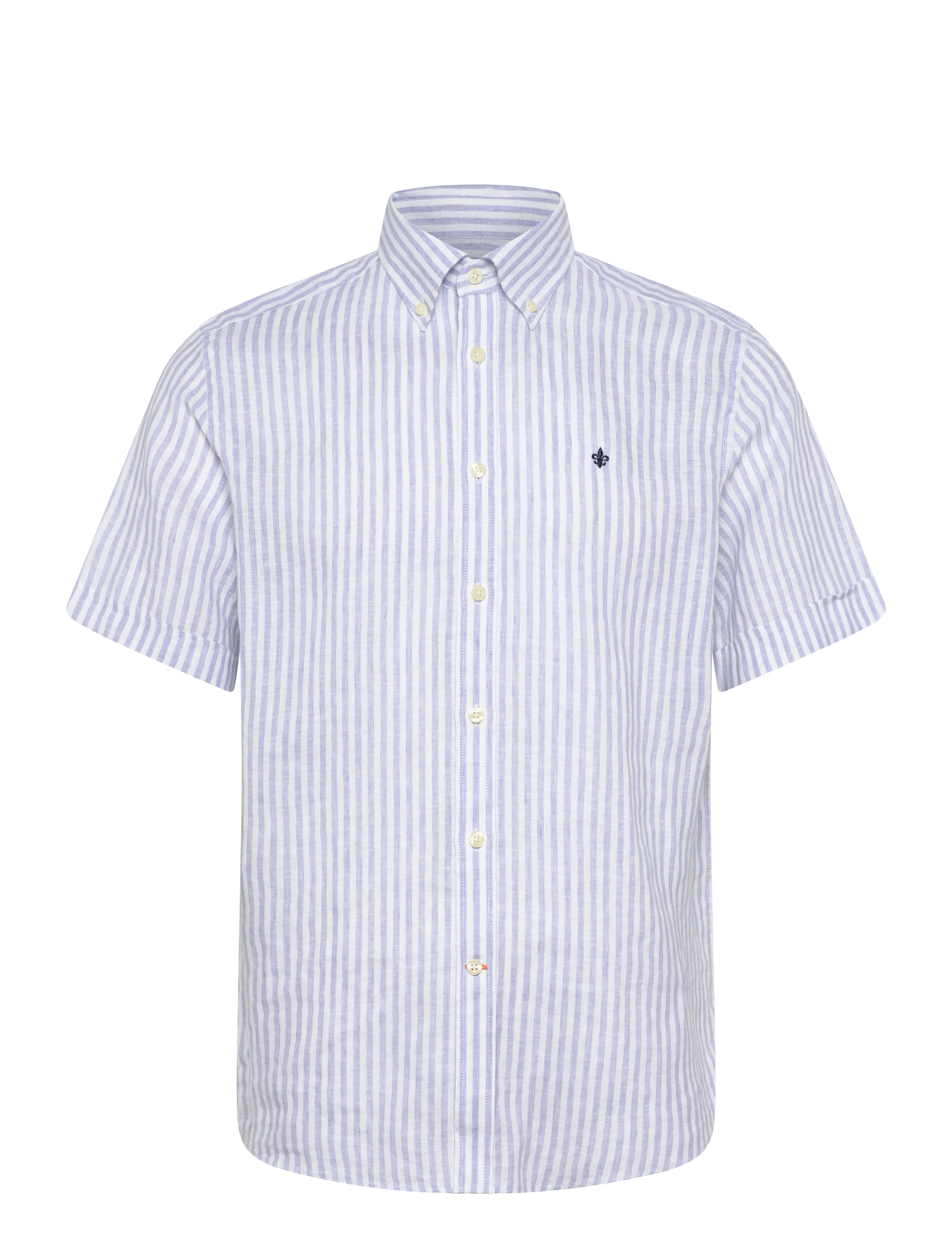 Morris Douglas Linen Shirt SS-Classic Fit - Kläder - LIGHT BLUE / multi