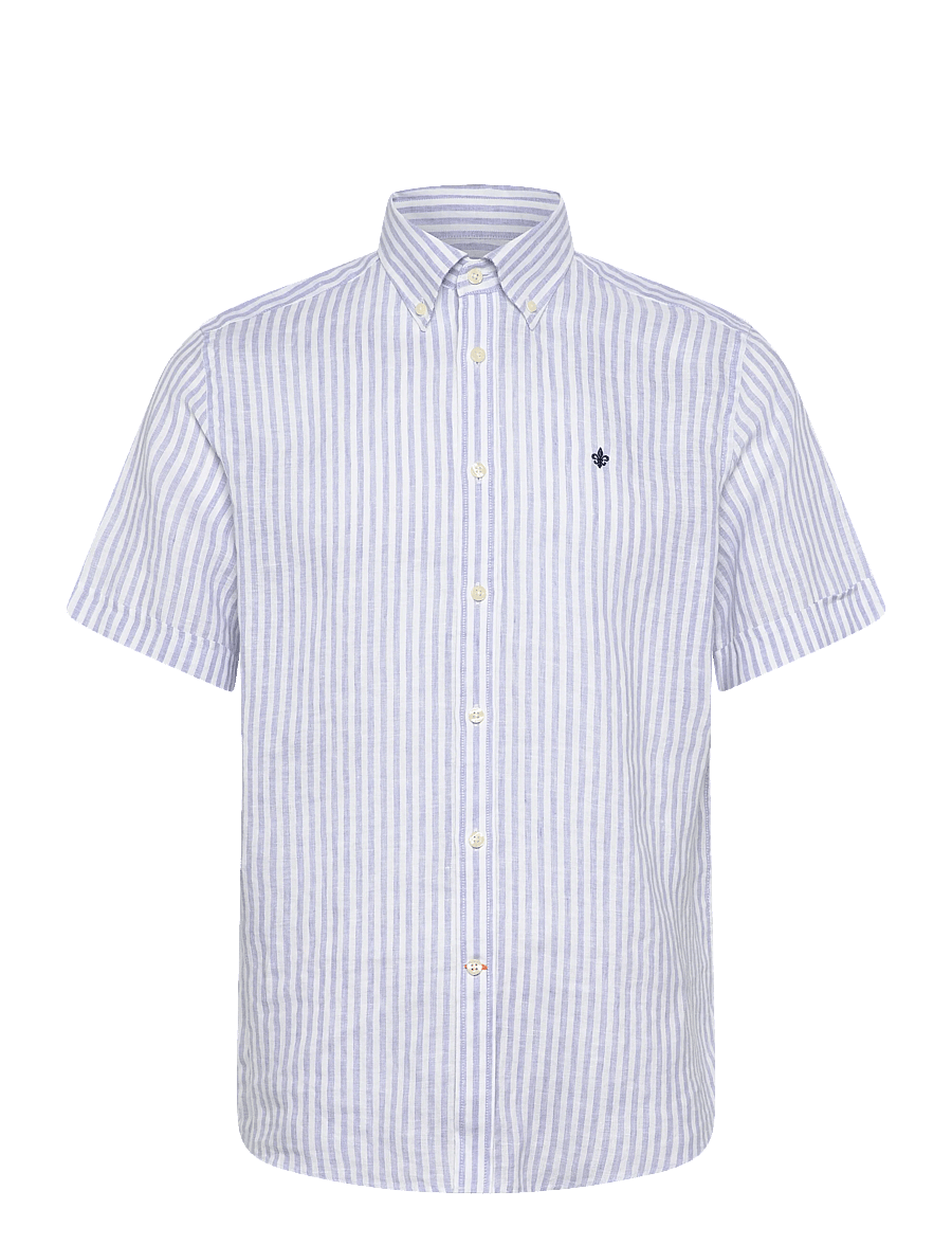 Morris - Douglas Linen Shirt SS-Classic Fit - gestreifte hemden - light blue - 1