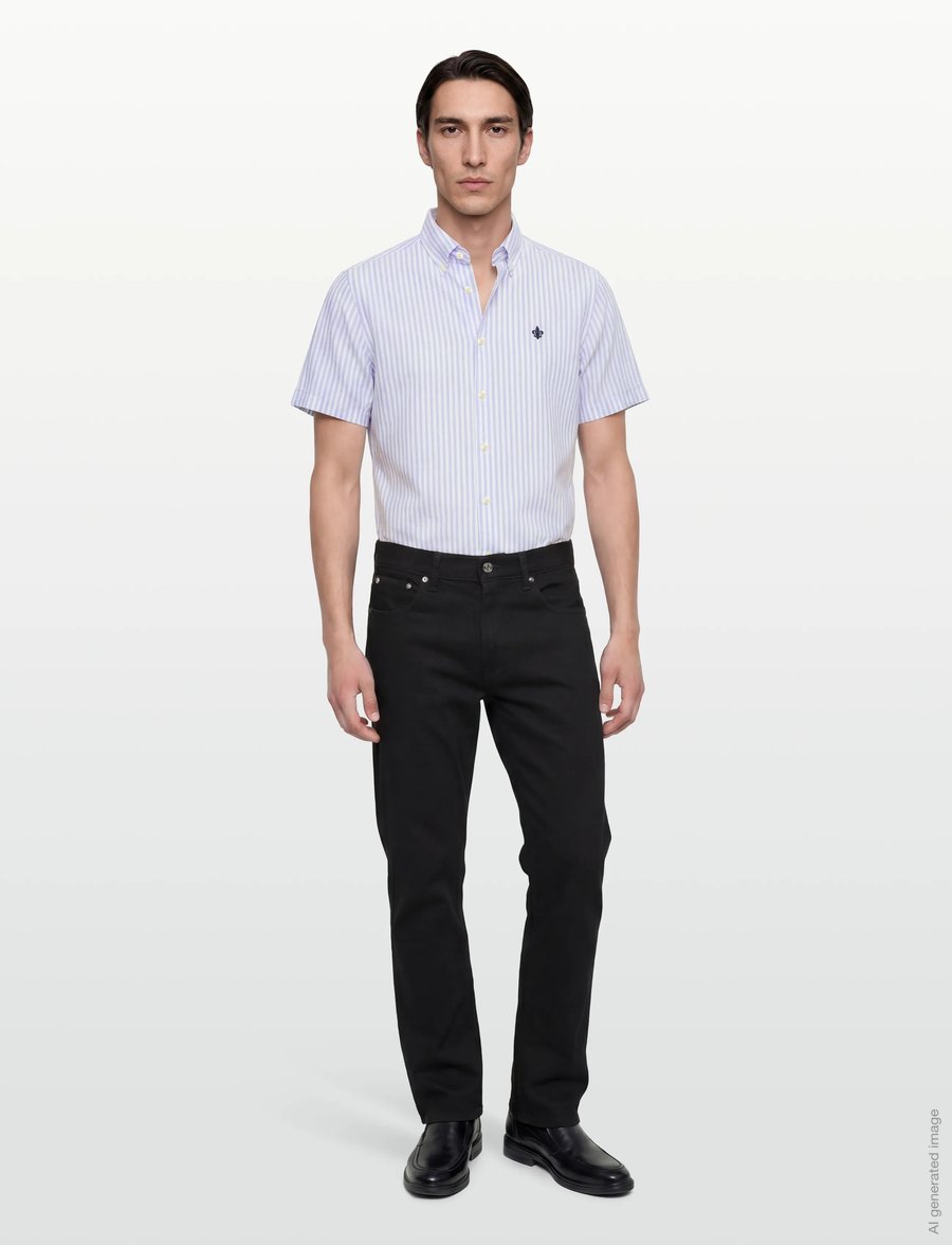 Morris - Douglas Linen Shirt SS-Classic Fit - gestreifte hemden - light blue - 0