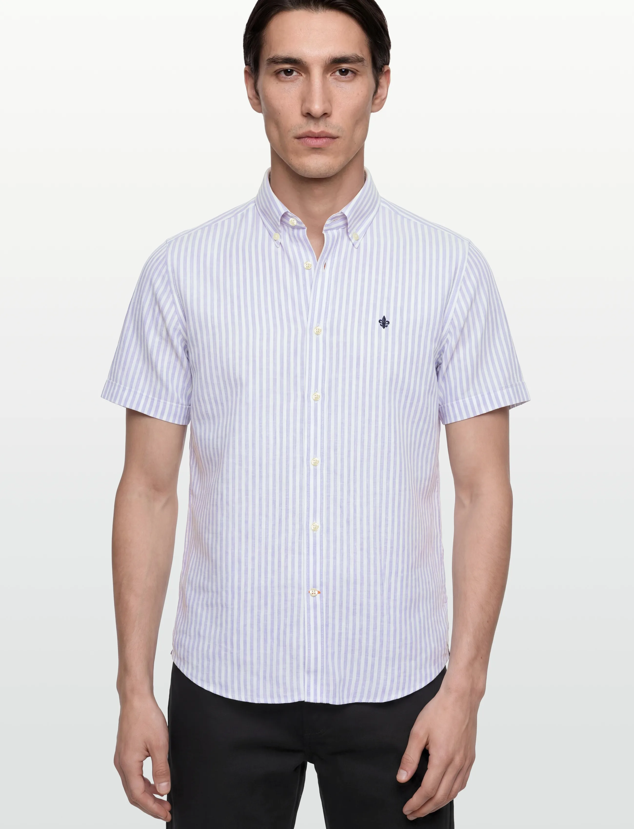 Morris - Douglas Linen Shirt SS-Classic Fit - gestreifte hemden - light blue - 3