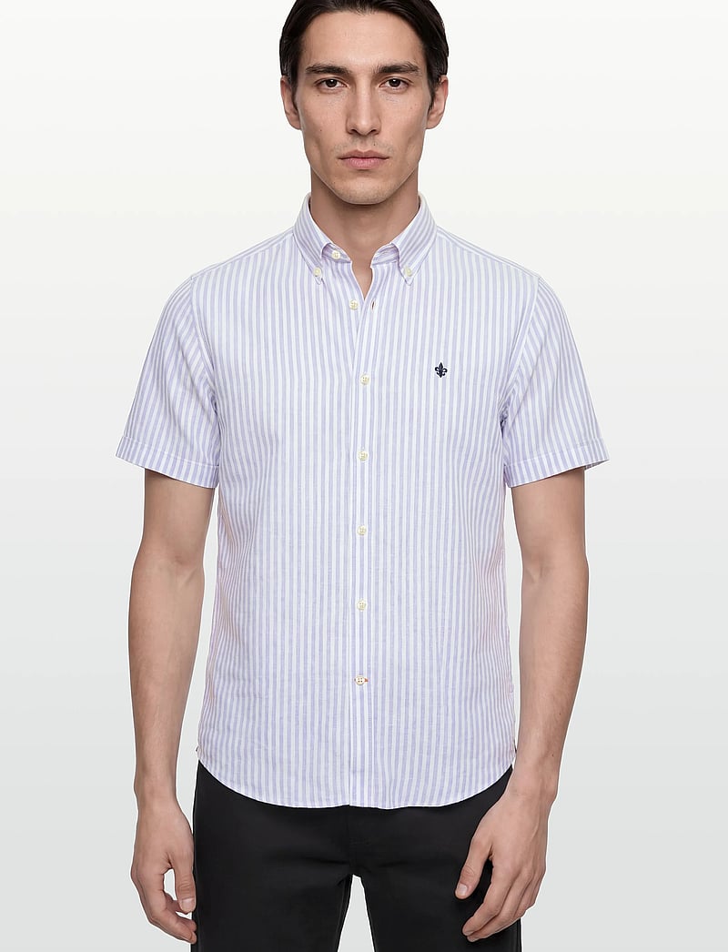 Morris - Douglas Linen Shirt SS-Classic Fit - triibulised särgid - light blue - 3