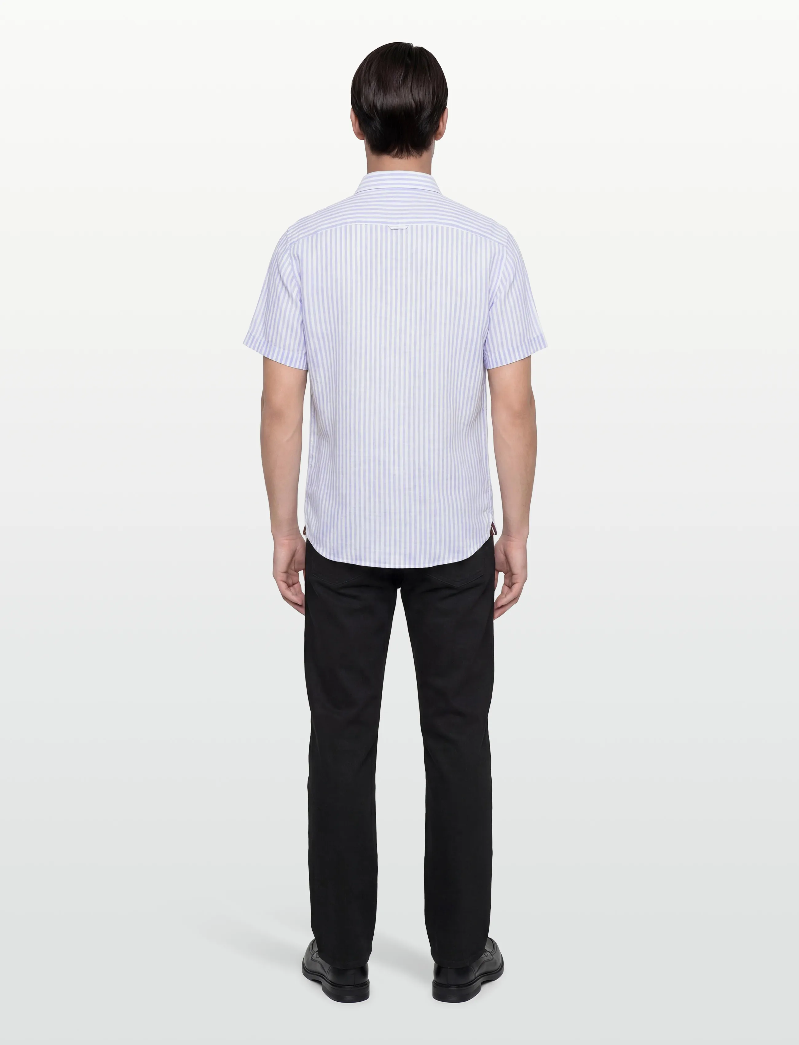 Morris - Douglas Linen Shirt SS-Classic Fit - gestreifte hemden - light blue - 4