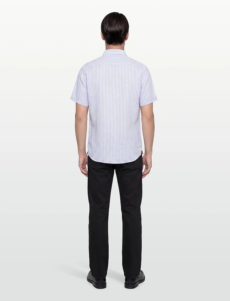 Morris - Douglas Linen Shirt SS-Classic Fit - triibulised särgid - light blue - 4