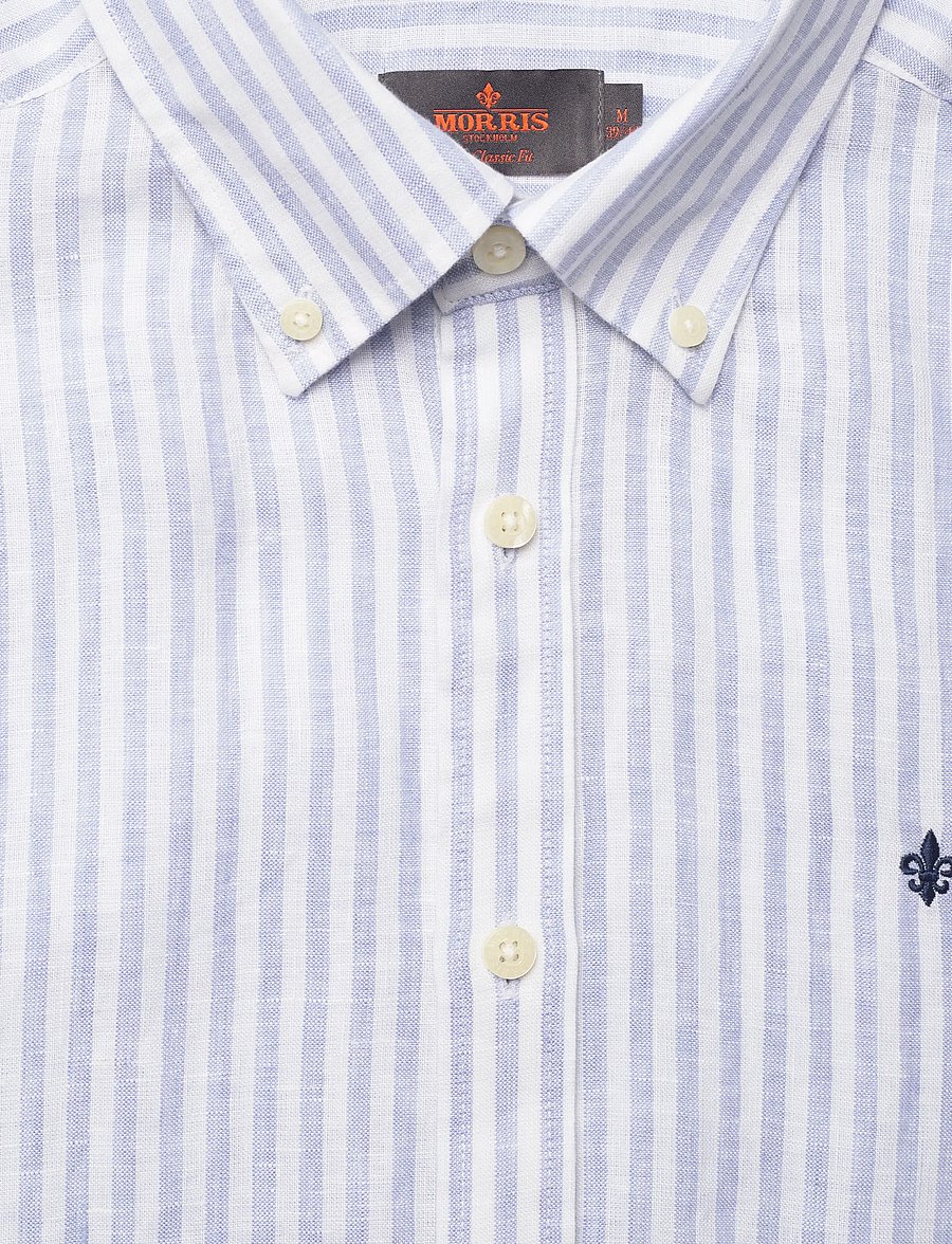 Morris - Douglas Linen Shirt SS-Classic Fit - gestreifte hemden - light blue - 5