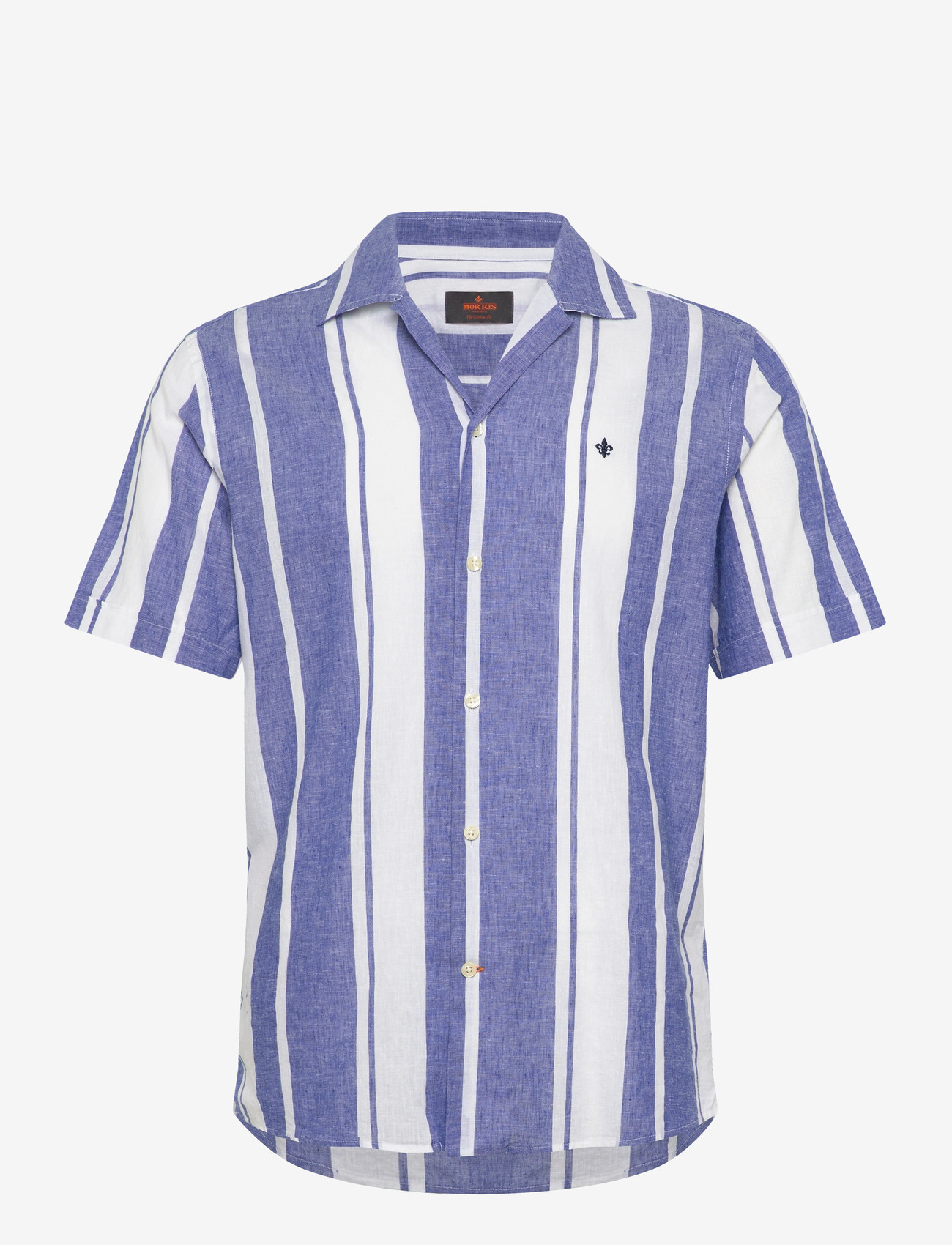 Morris - Resort Linen SS Shirt-Classic Fit - striped shirts - blue - 1