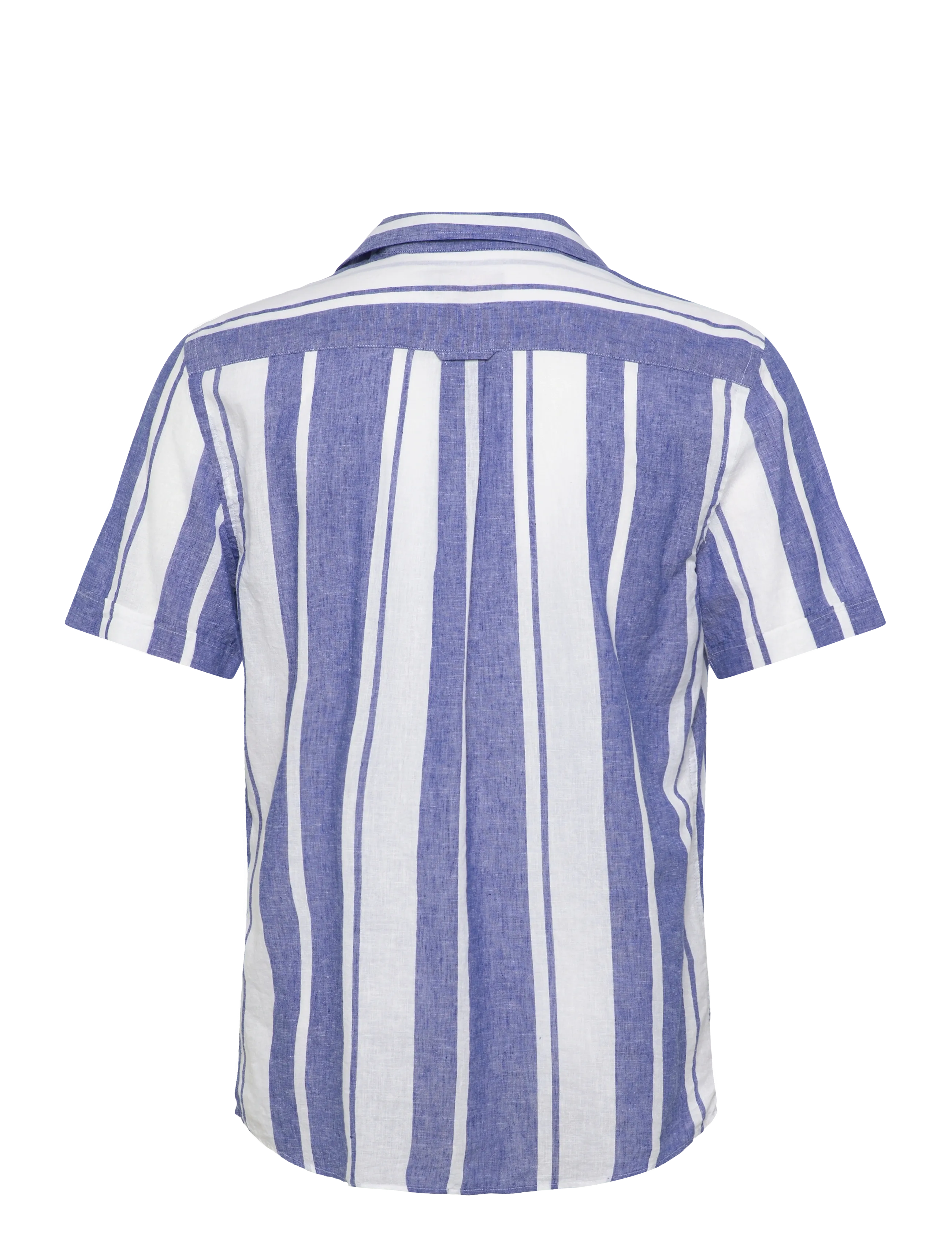 Morris - Resort Linen SS Shirt-Classic Fit - stribede skjorter - blue - 2