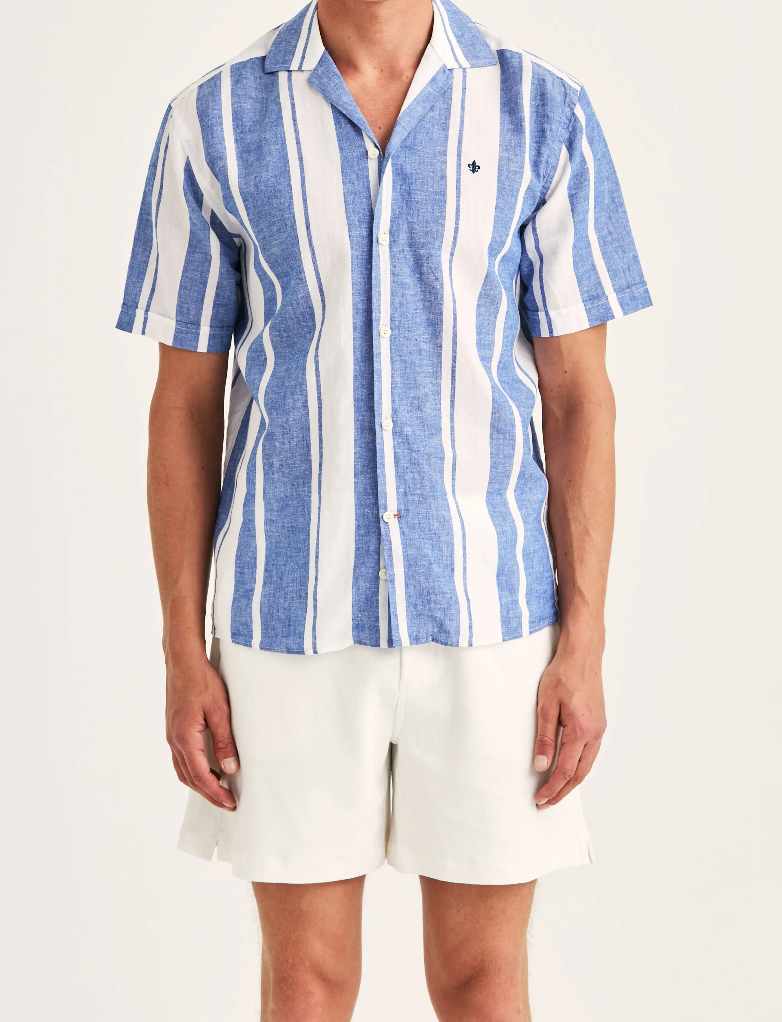 Morris Resort Linen SS Shirt-Classic Fit - Preppy - BLUE / multi