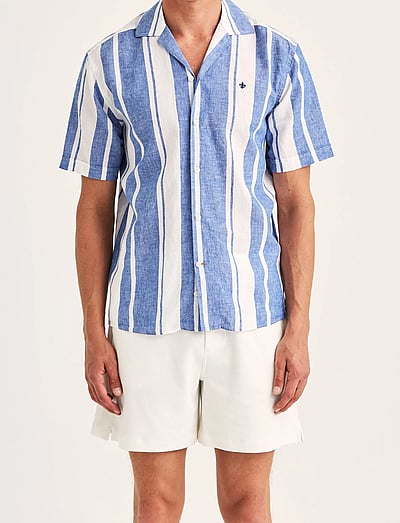Morris Resort Linen SS Shirt-Classic Fit - Shirts - BLUE / multi