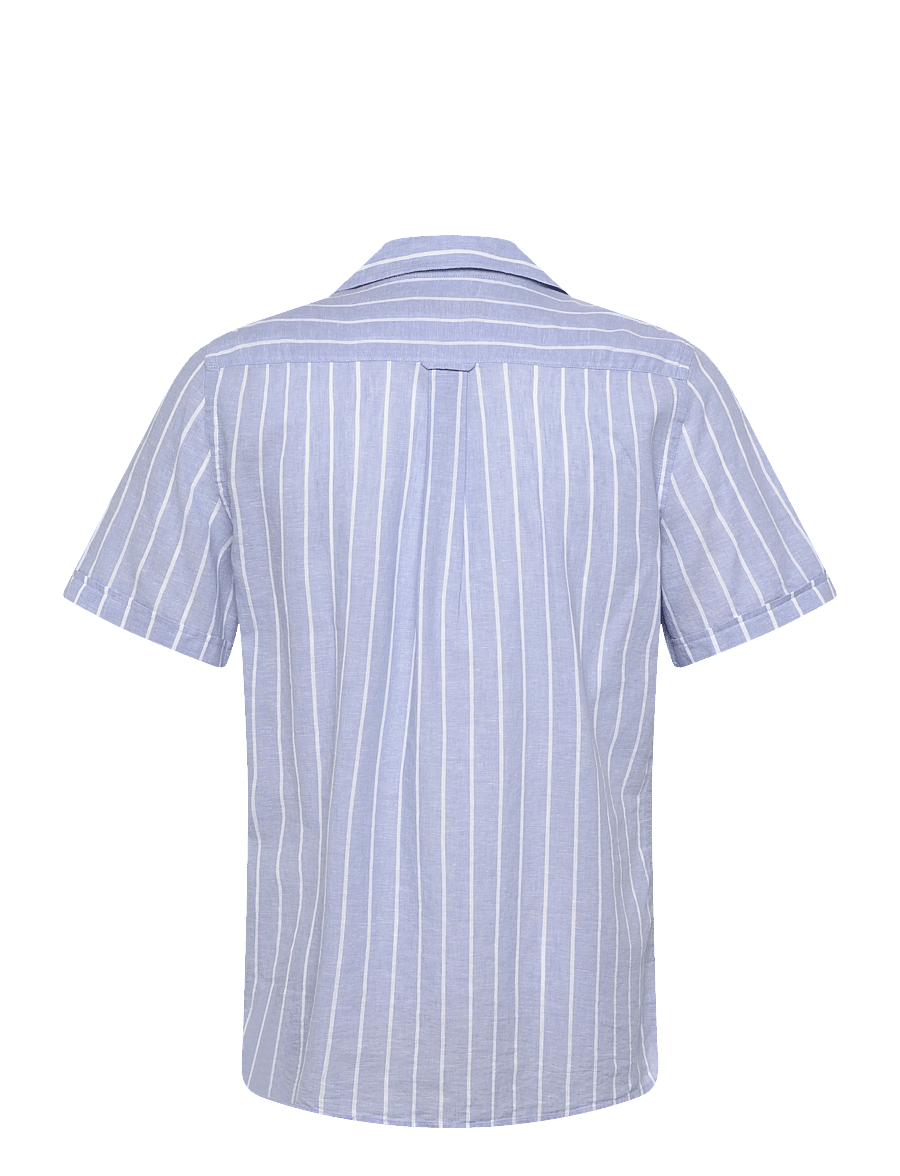 Morris - Resort Linen SS Shirt-Classic Fit - svītraini krekli - light blue - 2