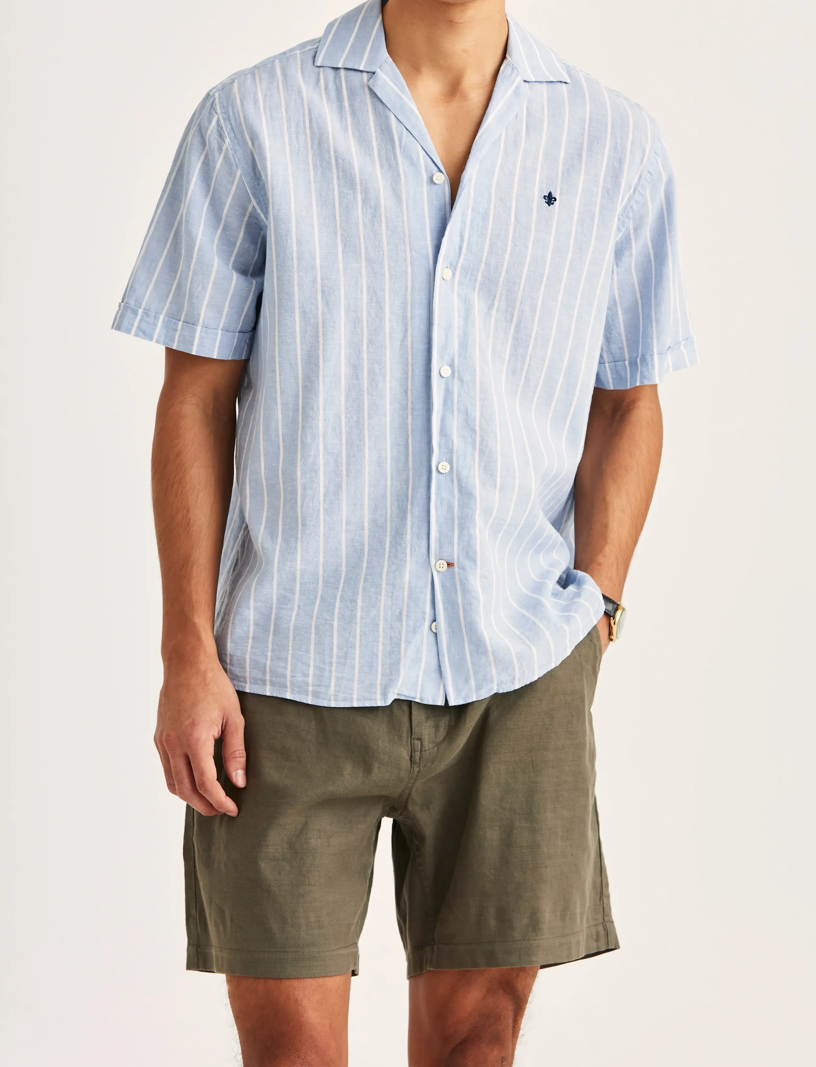 Morris Resort Linen Ss Shirt-Classic Fit, Mænd, Hør Kortærmet Resort Skjorte, Multi/mønstret, Str: M