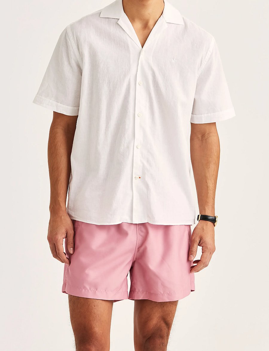 Morris - Resort Linen SS Shirt-Classic Fit - gestreifte hemden - white - 0