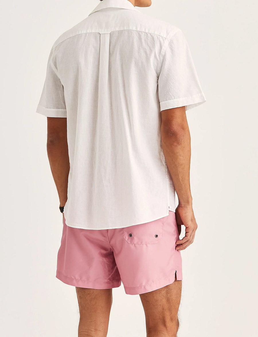 Morris - Resort Linen SS Shirt-Classic Fit - gestreifte hemden - white - 4