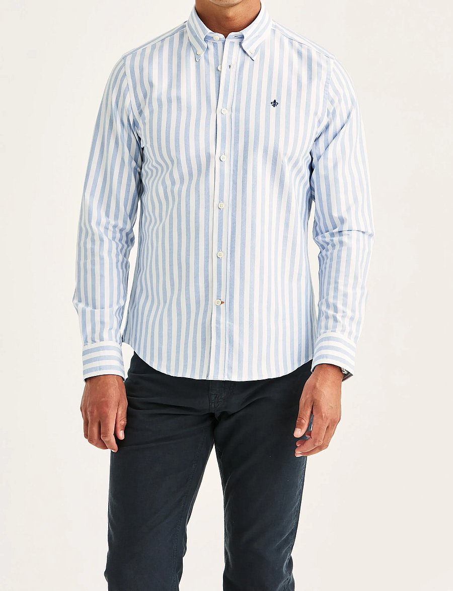 Morris - Douglas Oxford Stripe Shirt-Slim Fit - gestreifte hemden - light blue - 0