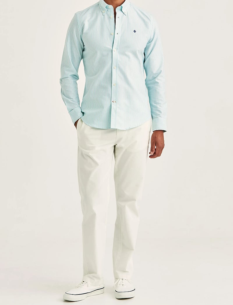 Morris - Douglas Oxford Stripe Shirt-Slim Fit - stribede skjorter - turquoise - 3