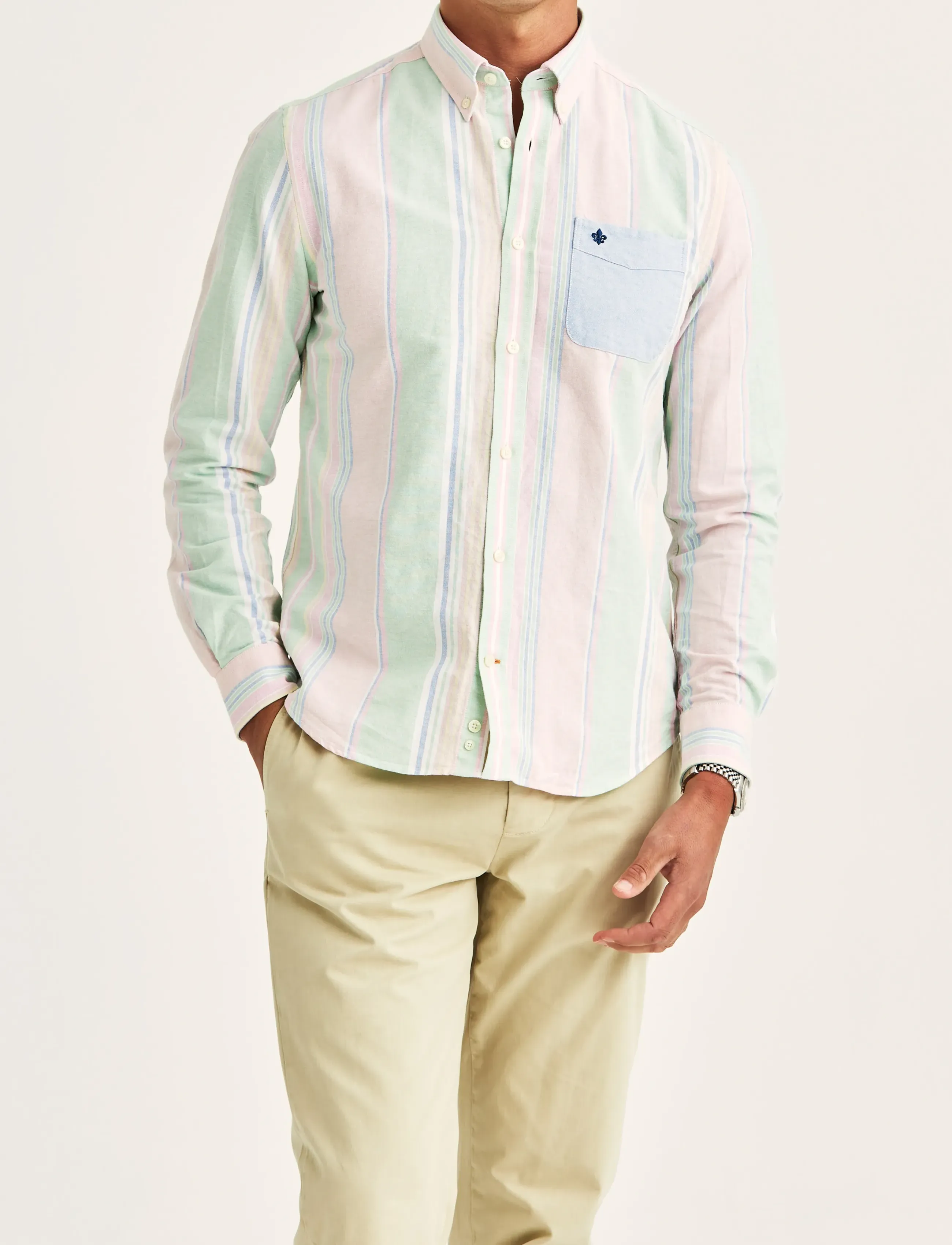 Morris Morris Happy Oxford Shirt-Classic Fit - Preppy - PINK / multi