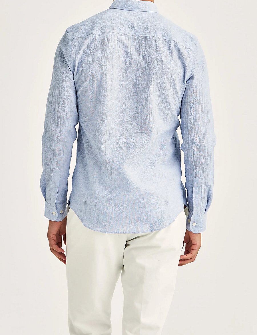 Morris - Morris Seersucker Shirt-Slim Fit - casual skjorter - blue - 4