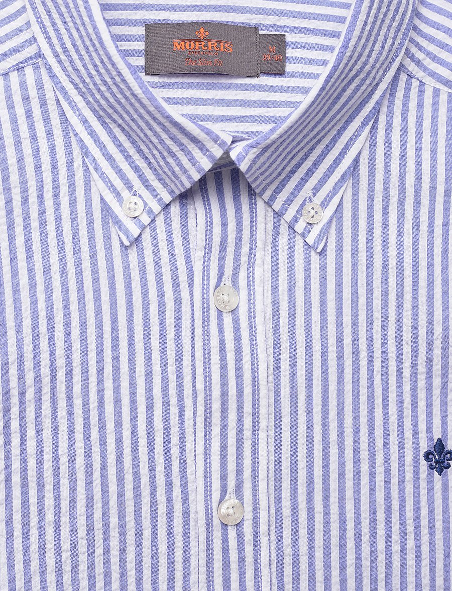 Morris - Morris Seersucker Shirt-Slim Fit - casual skjorter - light blue - 5