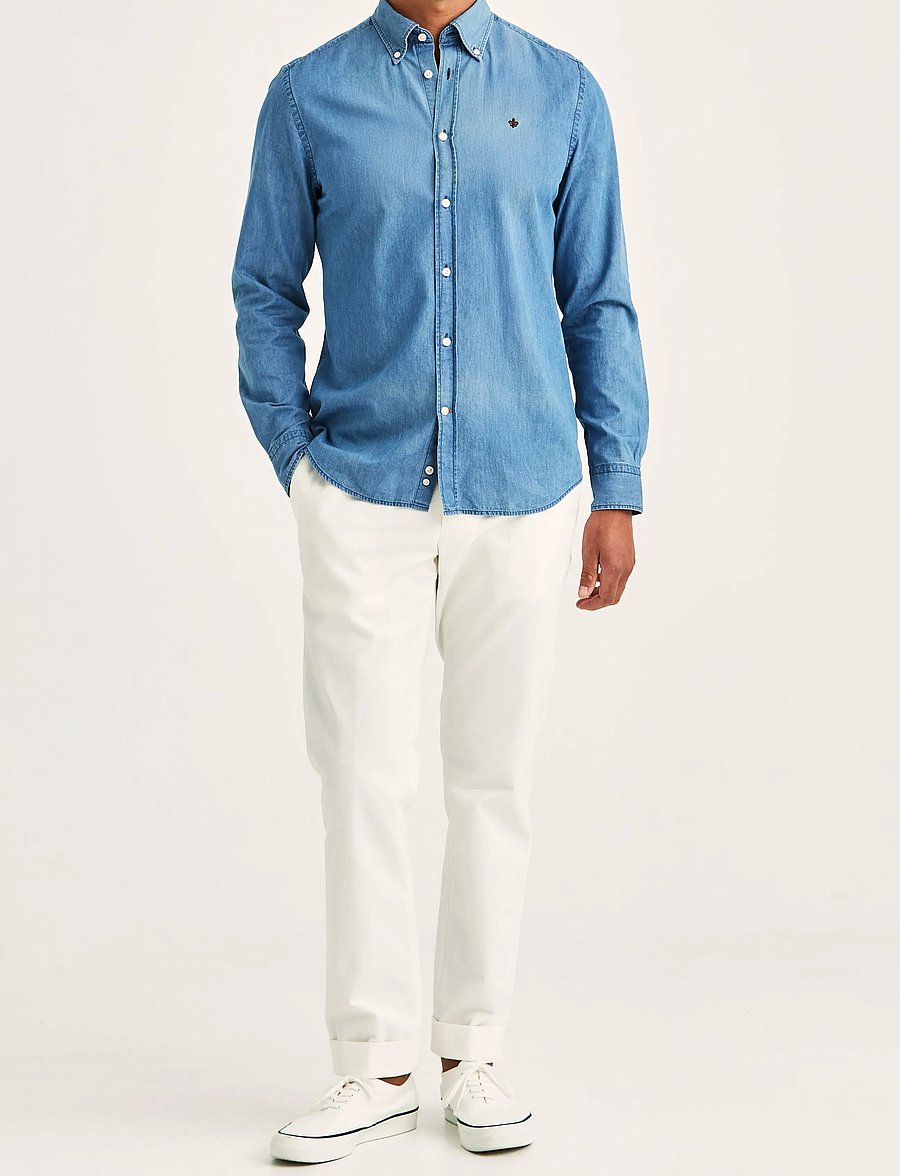 Morris - Light Denim Shirt-Slim Fit - jeansskjortor - blue - 3