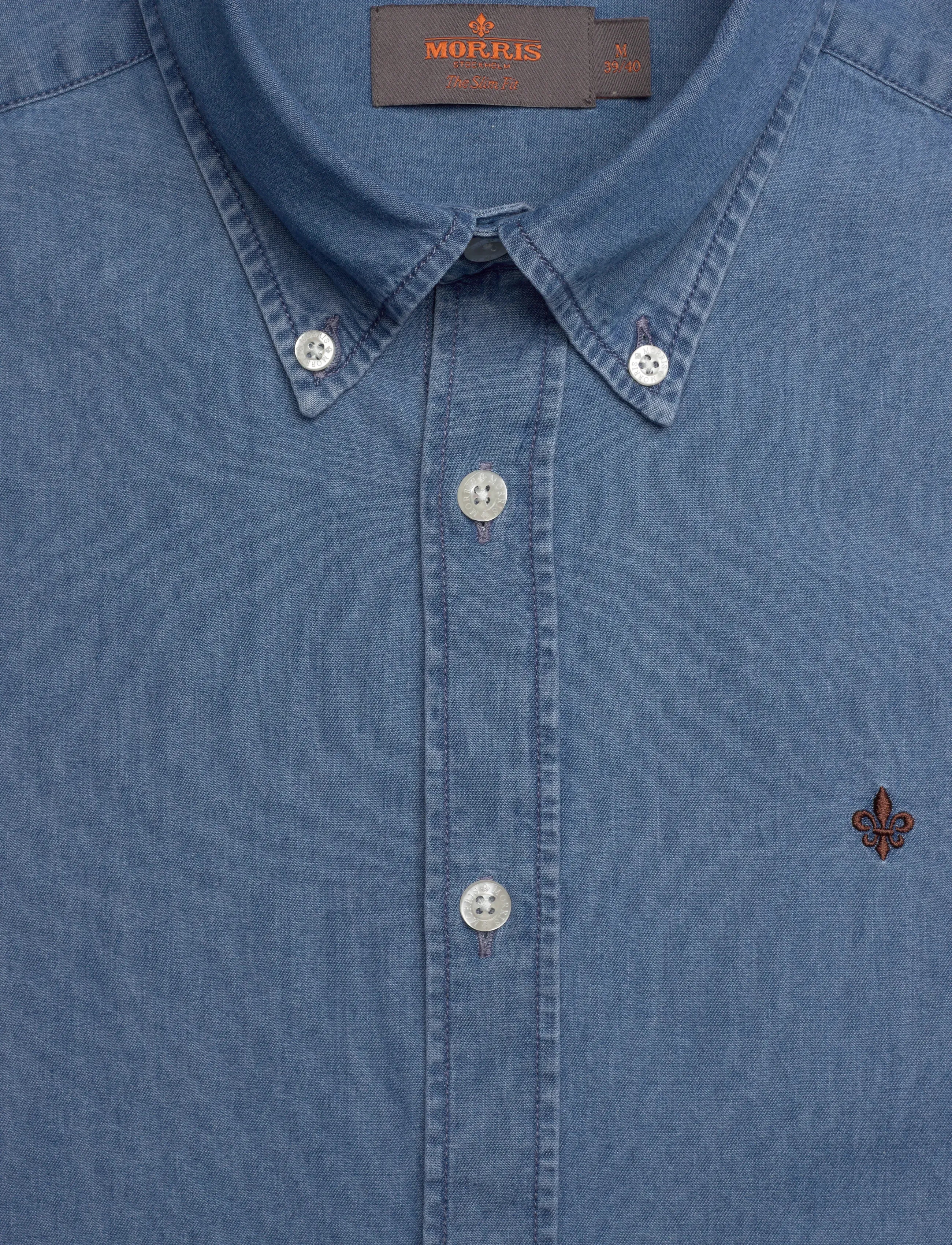 Morris - Light Denim Shirt-Slim Fit - denim shirts - blue - 5