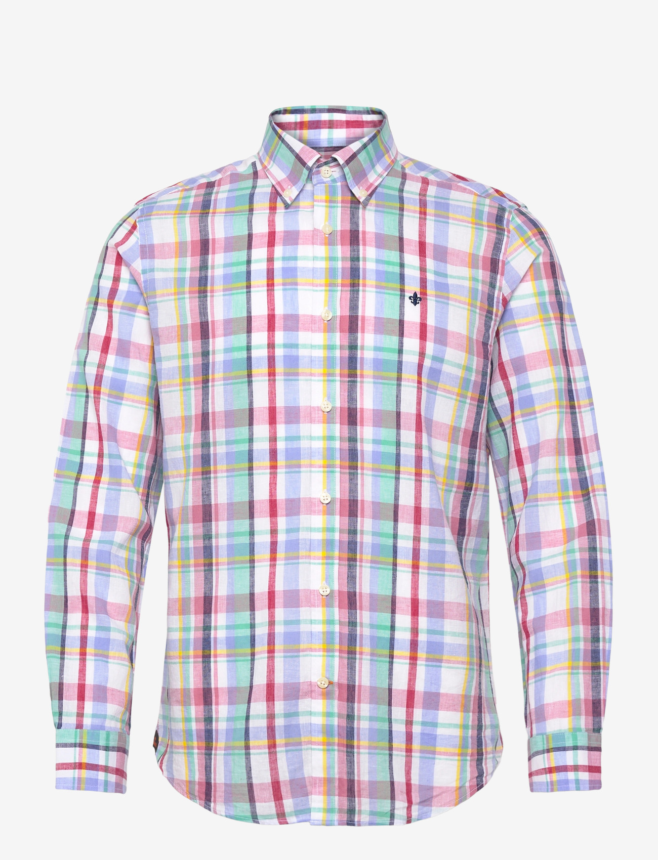 Morris - Linen Preppy Check Shirt-Classic Fit - leinenhemden - pink - 1